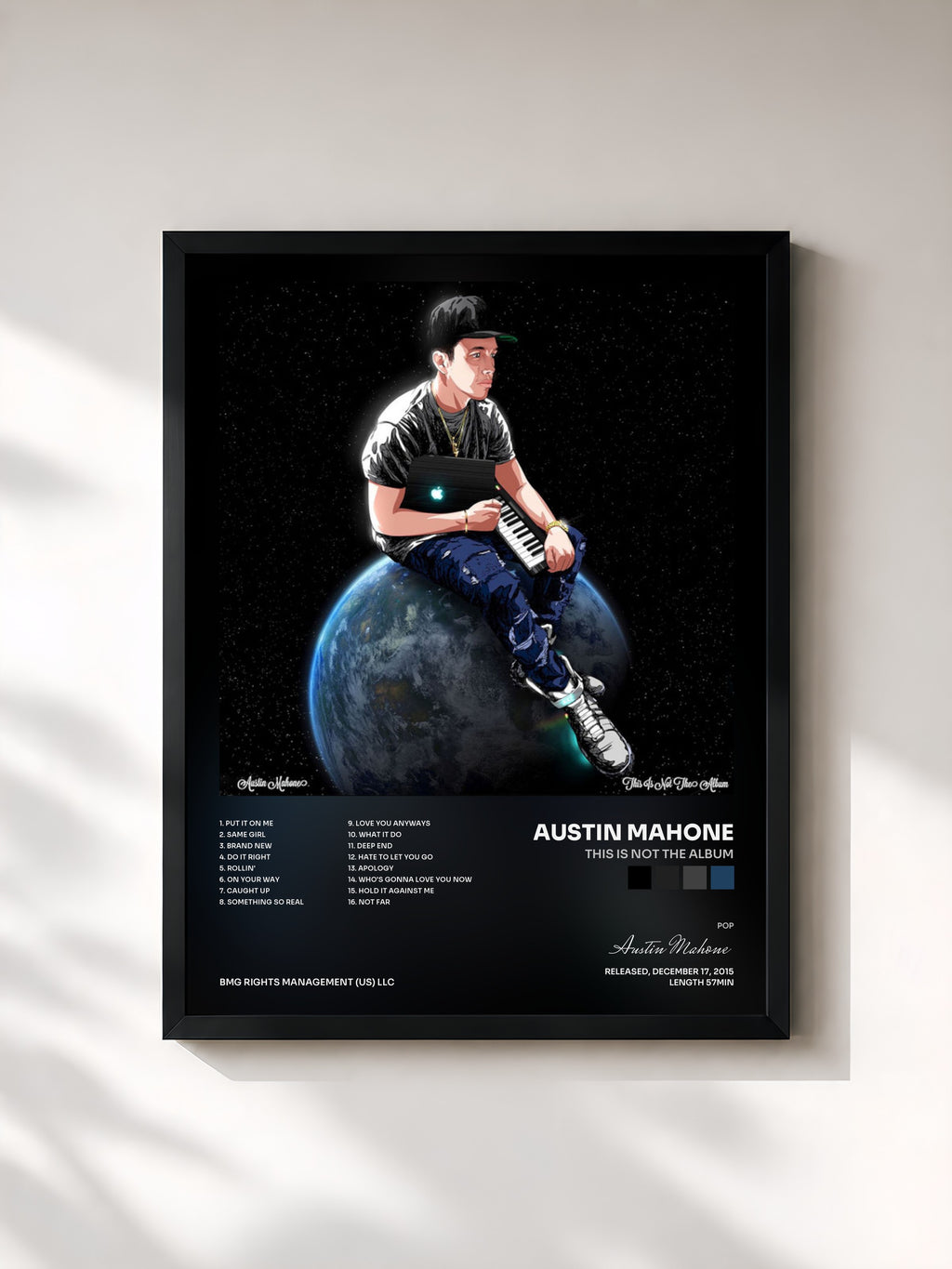 #noir Tableau de l'album This Is Not The Album de Austin Mahone, cadre noir, imprimé et encadré en France