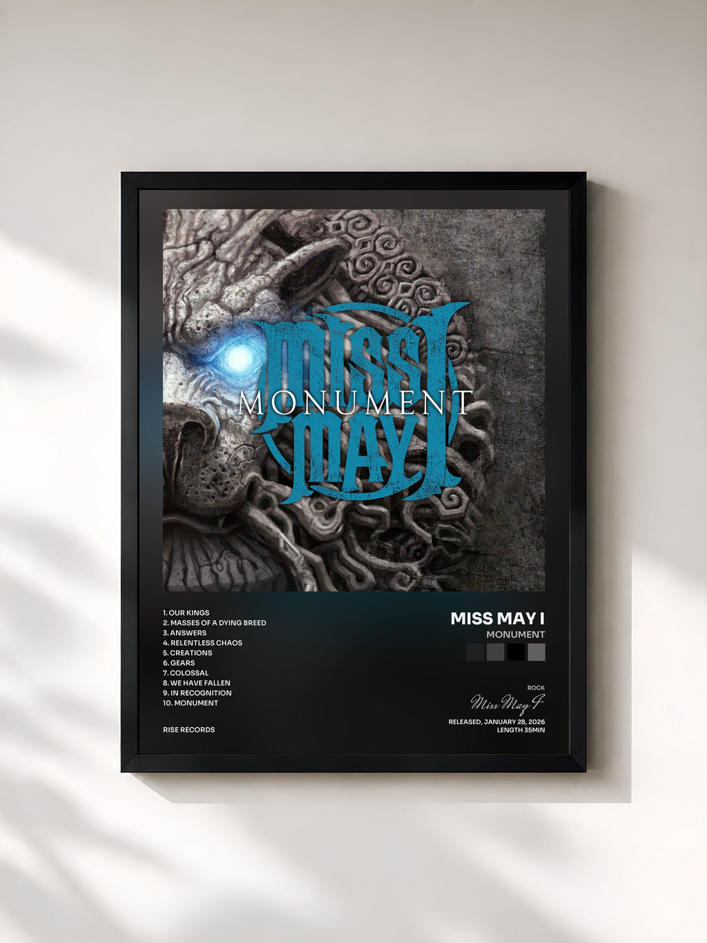 #noir Tableau de l'album Monument de Miss May I, cadre noir, imprimé et encadré en France