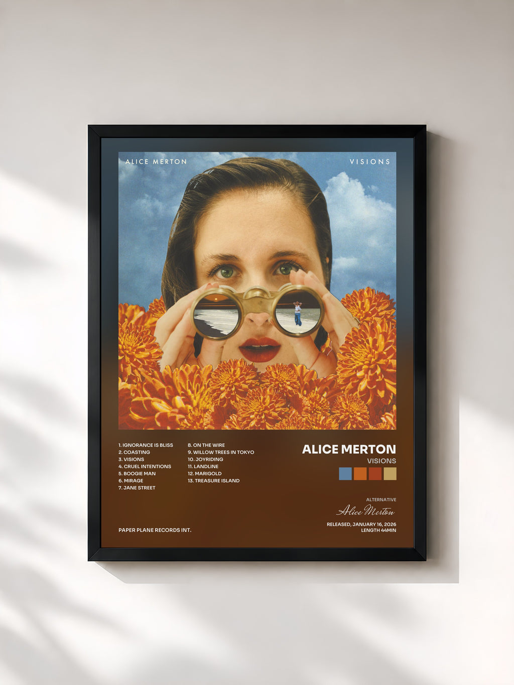 #noir Tableau de l'album Visions de Alice Merton, cadre noir, imprimé et encadré en France