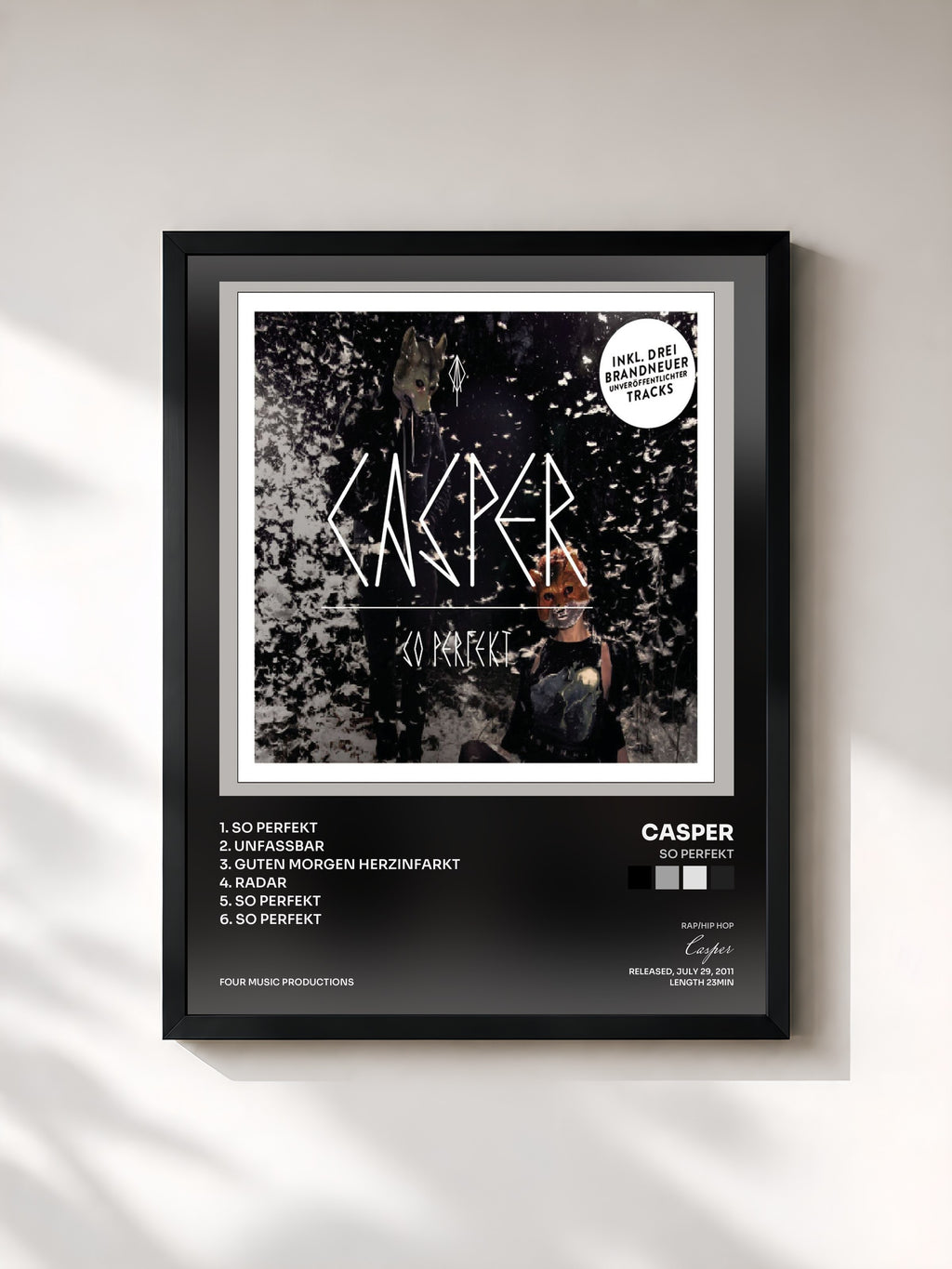 #noir Tableau de l'album So Perfekt de Casper, cadre noir, imprimé et encadré en France