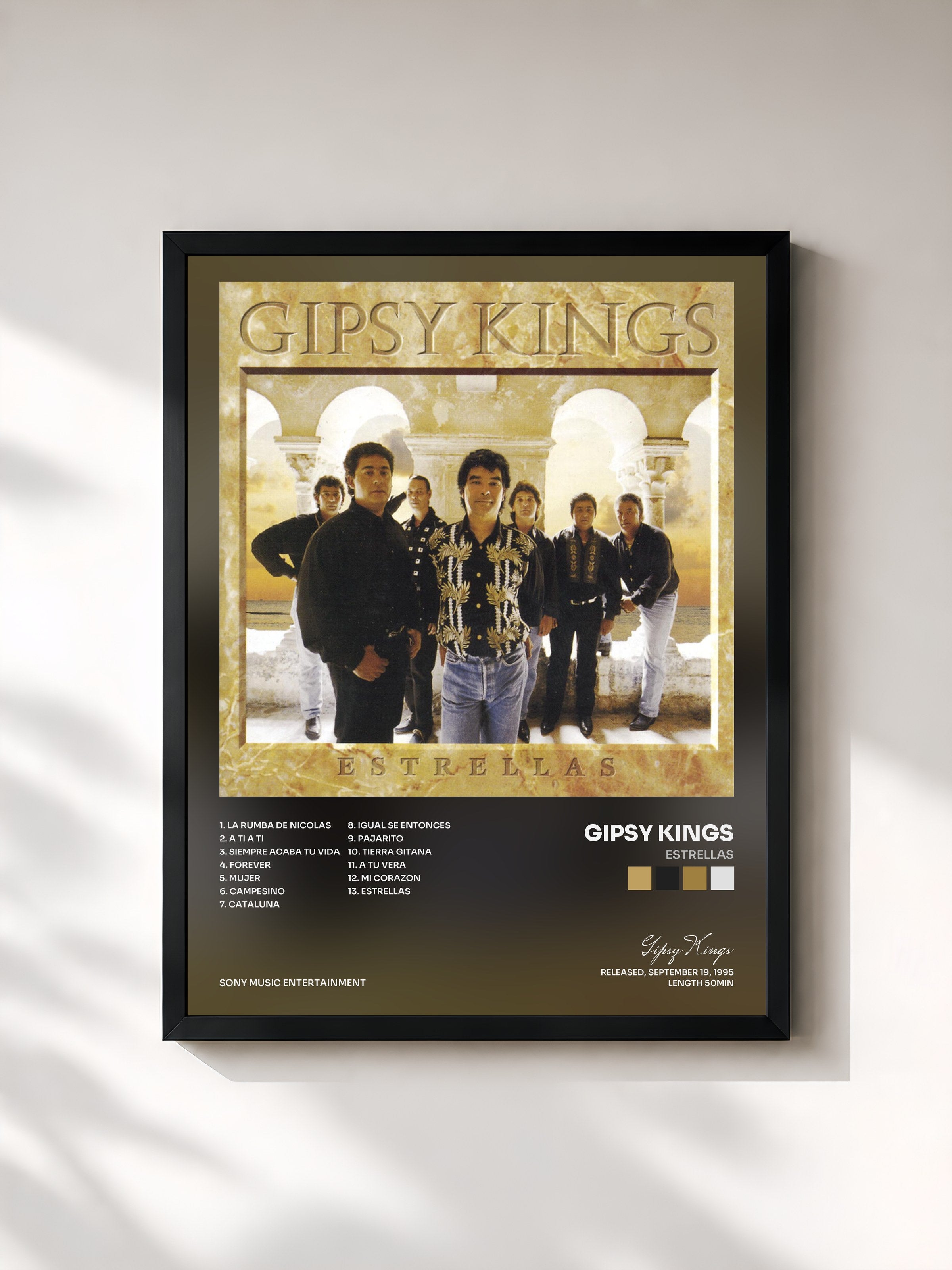 #noir Tableau de l'album Estrellas de Gipsy Kings, cadre noir, imprimé et encadré en France