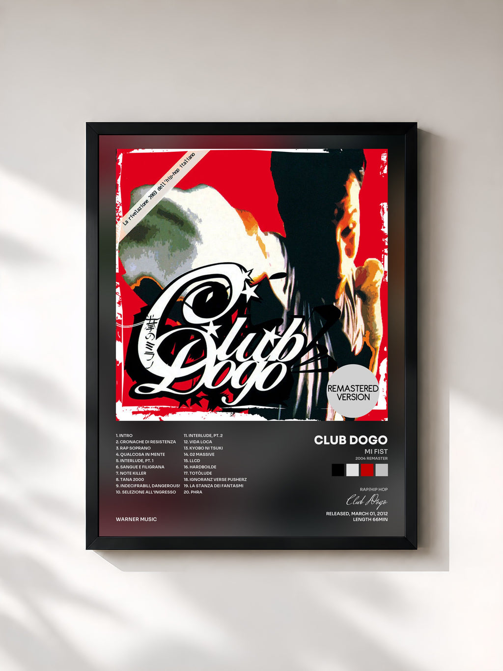#noir Tableau de l'album MI Fist (2004 Remaster) de Club Dogo, cadre noir, imprimé et encadré en France
