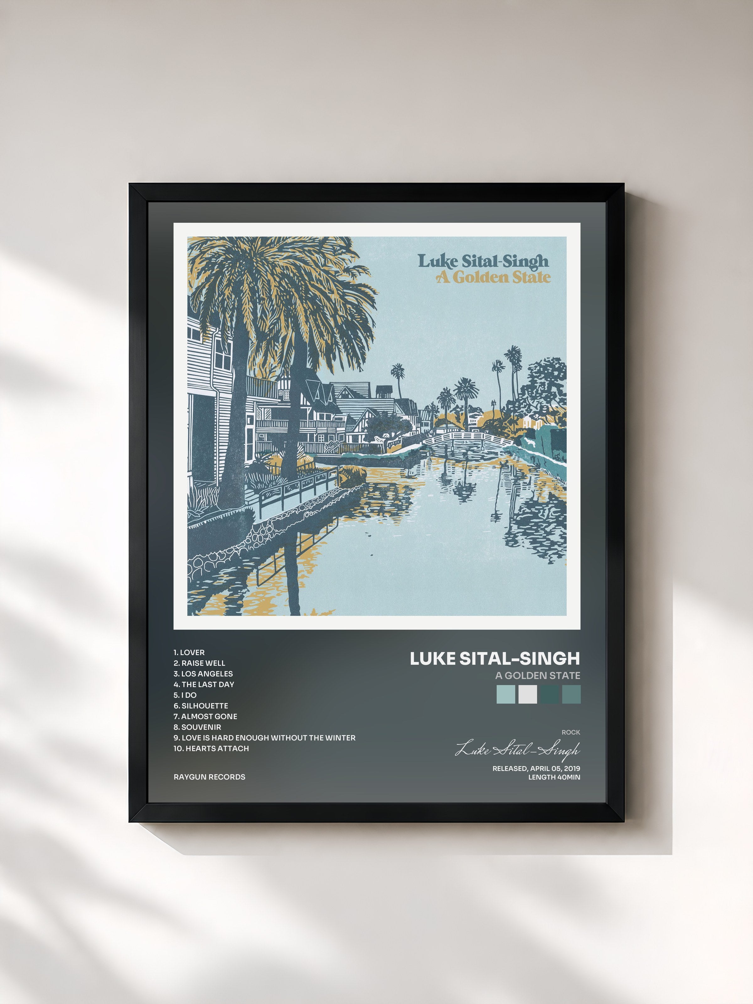 #noir Tableau de l'album A Golden State de Luke Sital-Singh, cadre noir, imprimé et encadré en France