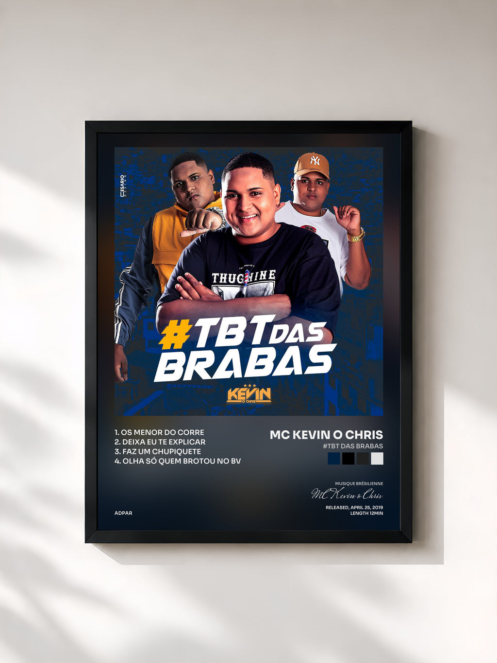 #noir Tableau de l'album #TBT das Brabas de MC Kevin o Chris, cadre noir, imprimé et encadré en France