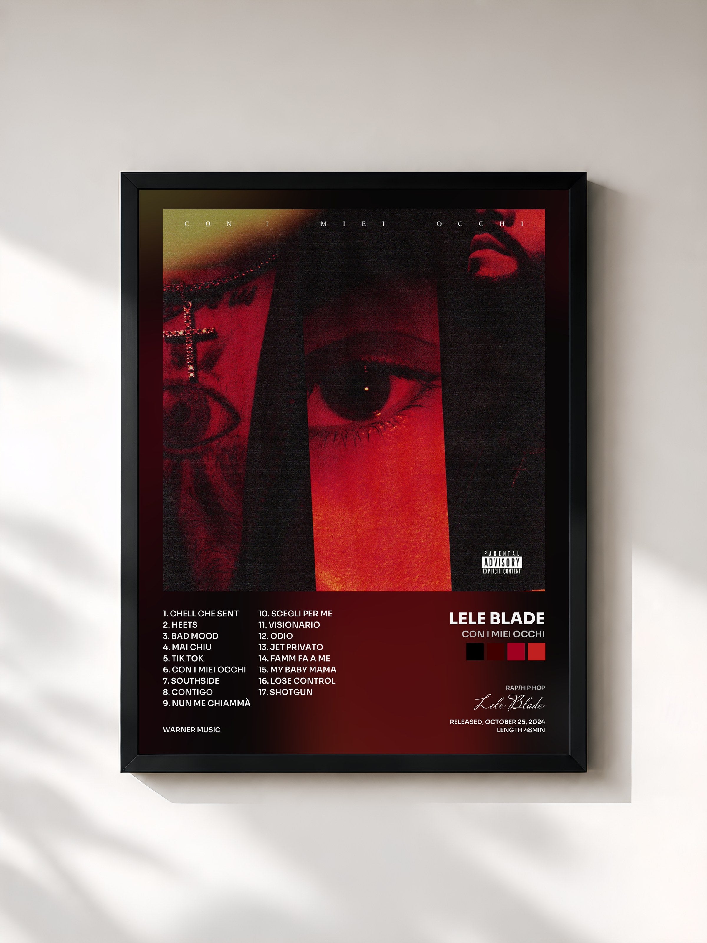 #noir Tableau de l'album CON I MIEI OCCHI de Lele Blade, cadre noir, imprimé et encadré en France