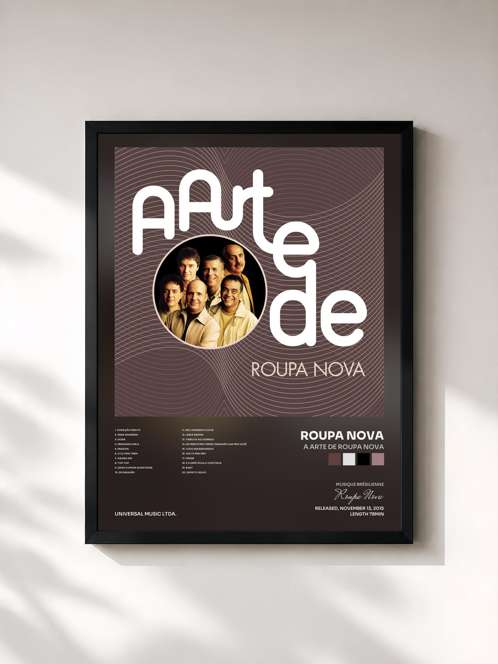 #noir Tableau de l'album A Arte De Roupa Nova de Roupa Nova, cadre noir, imprimé et encadré en France