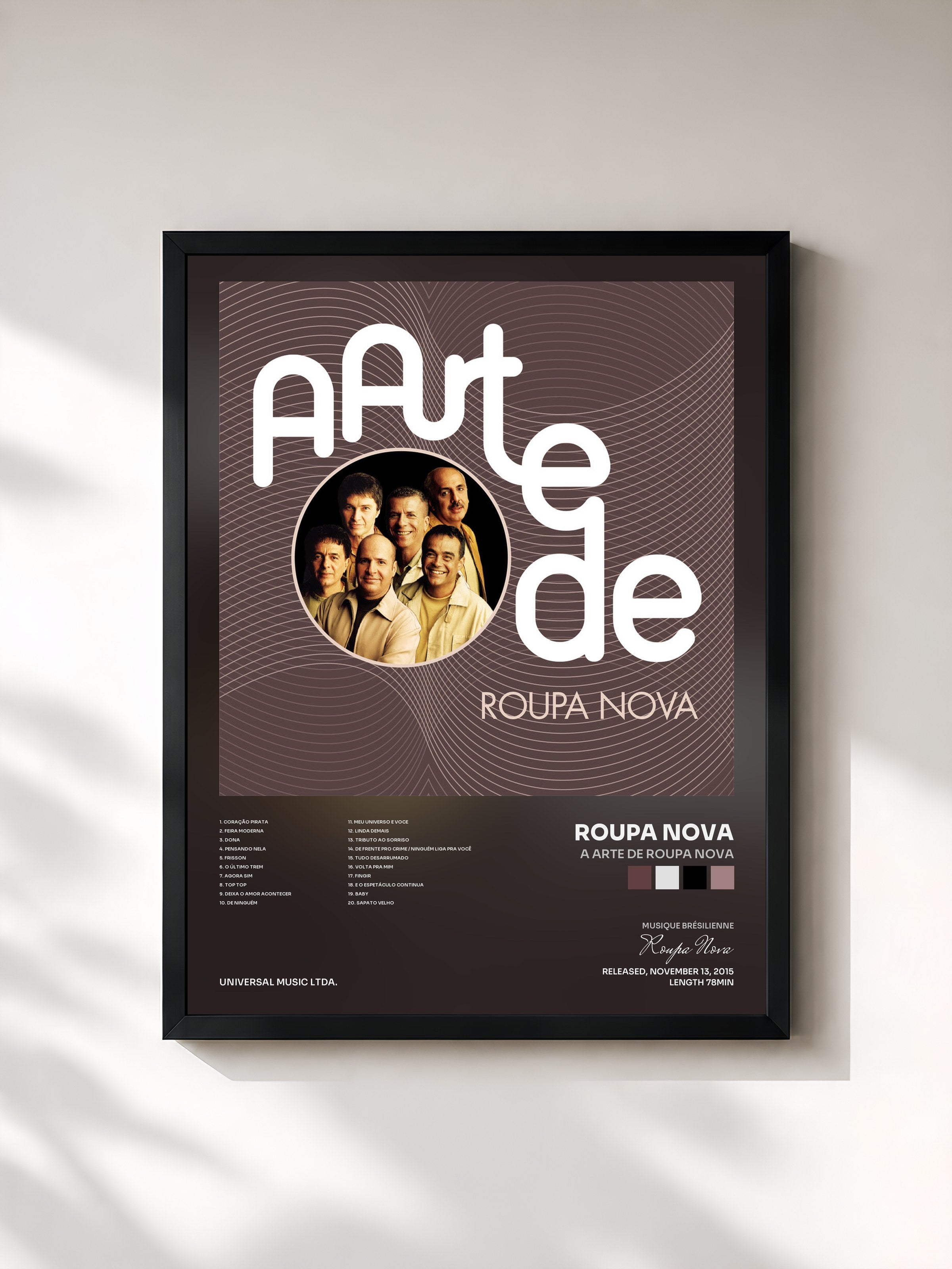 #noir Tableau de l'album A Arte De Roupa Nova de Roupa Nova, cadre noir, imprimé et encadré en France