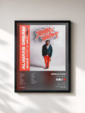 #noir Tableau de l'album Always Dream (Sped Up) de Dímelo Flow, cadre noir, imprimé et encadré en France