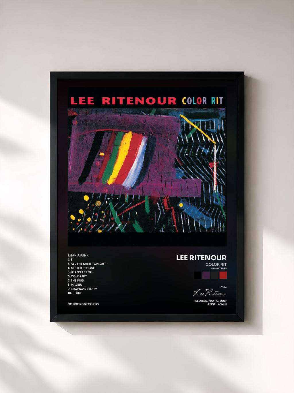 #noir Tableau de l'album Color Rit (Remastered) de Lee Ritenour, cadre noir, imprimé et encadré en France