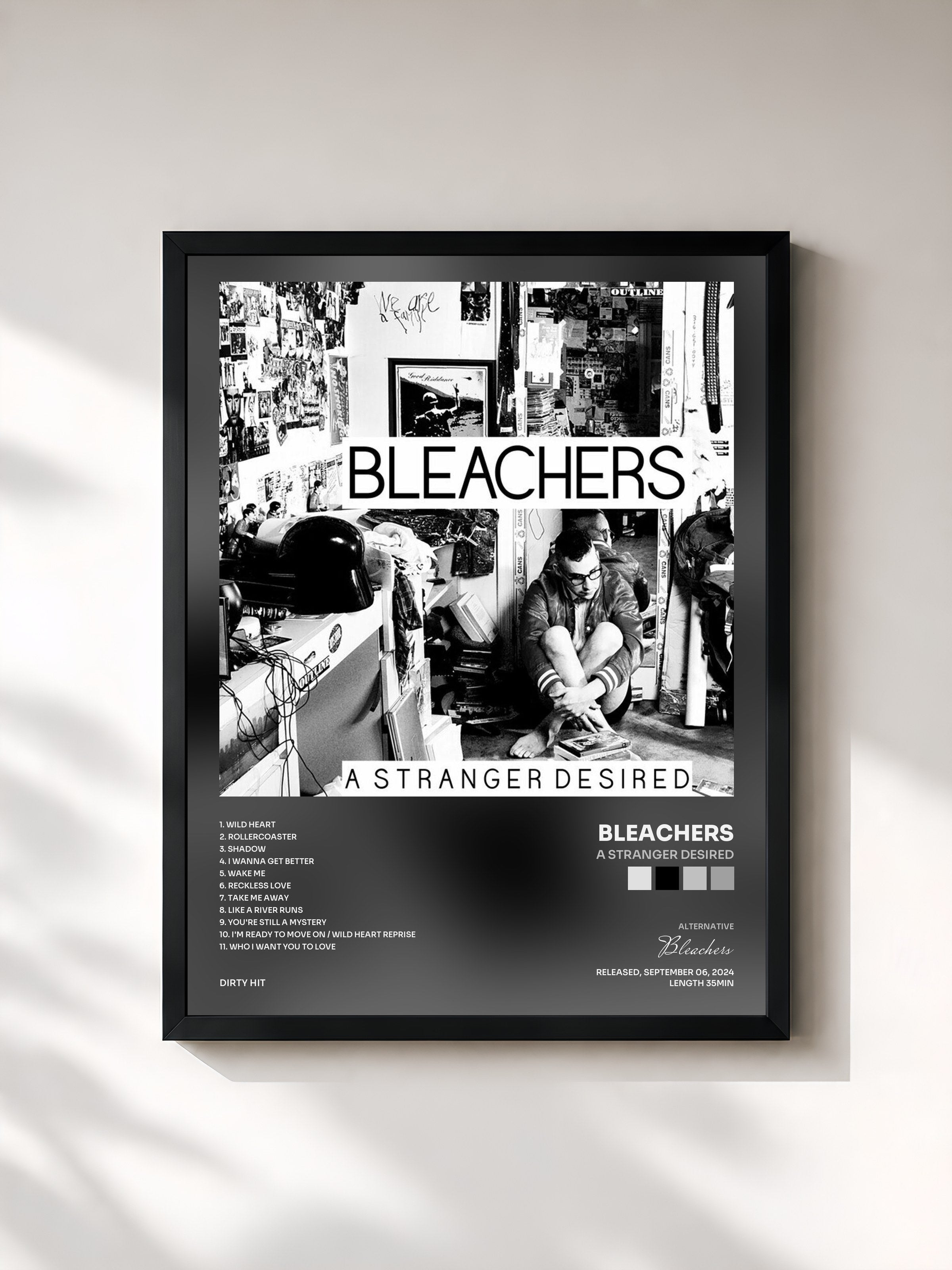 #noir Tableau de l'album A Stranger Desired de Bleachers, cadre noir, imprimé et encadré en France