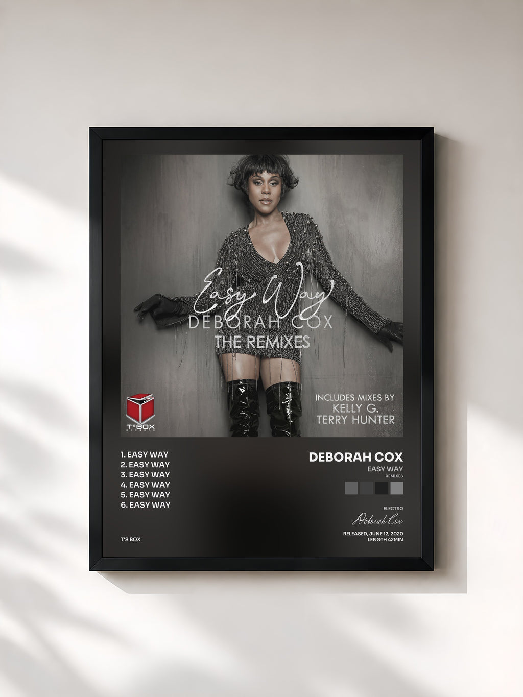 #noir Tableau de l'album Easy Way (Remixes) de Deborah Cox, cadre noir, imprimé et encadré en France