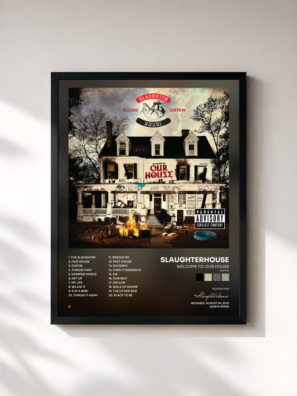#noir Tableau de l'album welcome to: OUR HOUSE (Deluxe) de Slaughterhouse, cadre noir, imprimé et encadré en France
