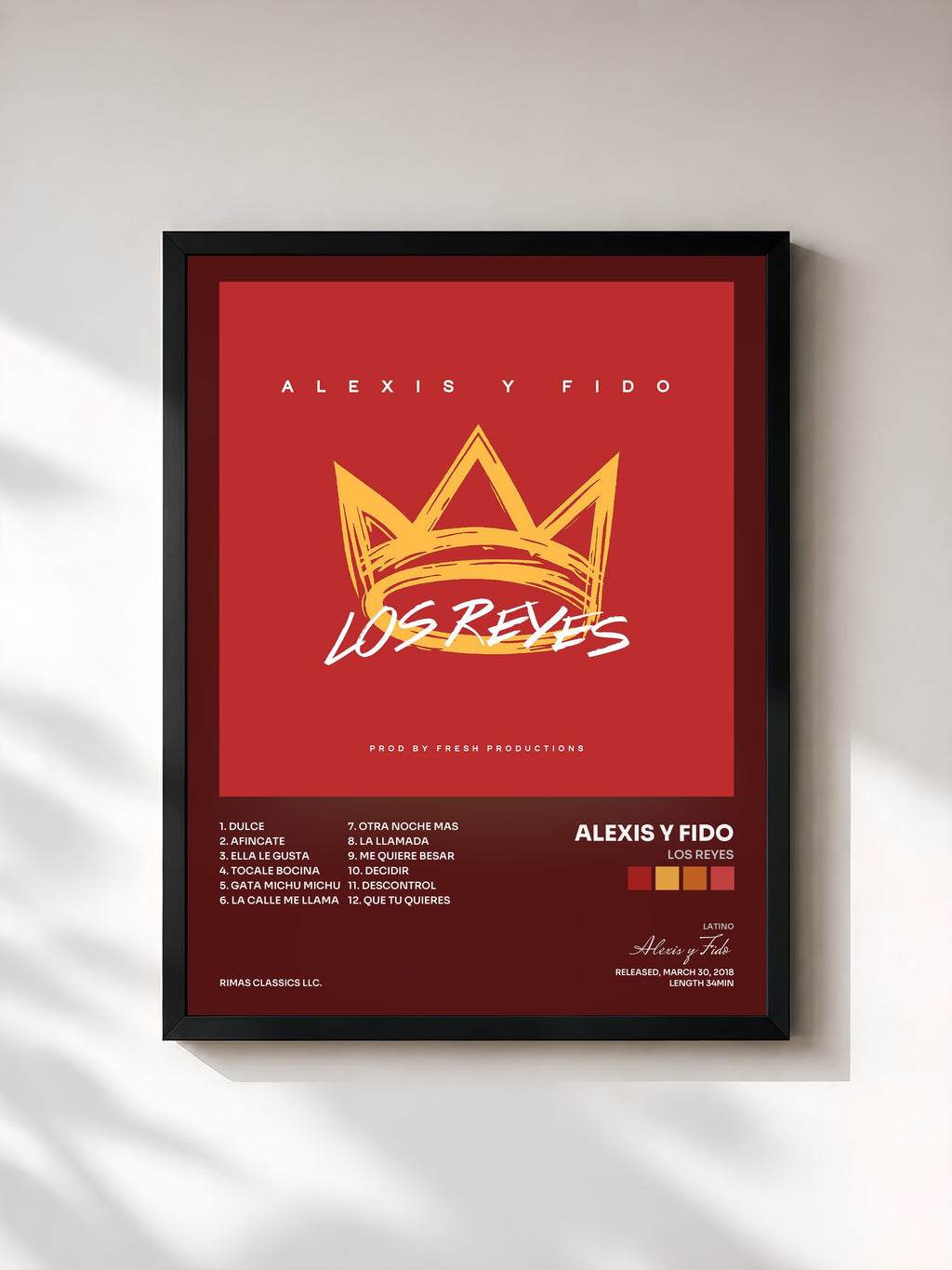 #noir Tableau de l'album Los Reyes de Alexis y Fido, cadre noir, imprimé et encadré en France