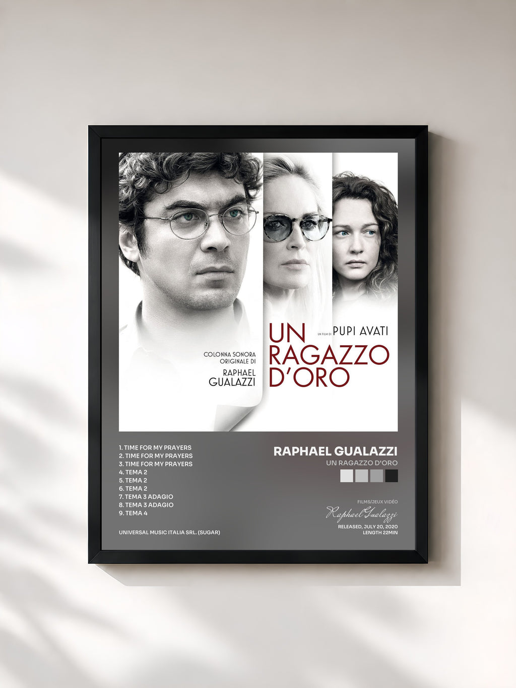 #noir Tableau de l'album Un Ragazzo D'Oro de Raphael Gualazzi, cadre noir, imprimé et encadré en France