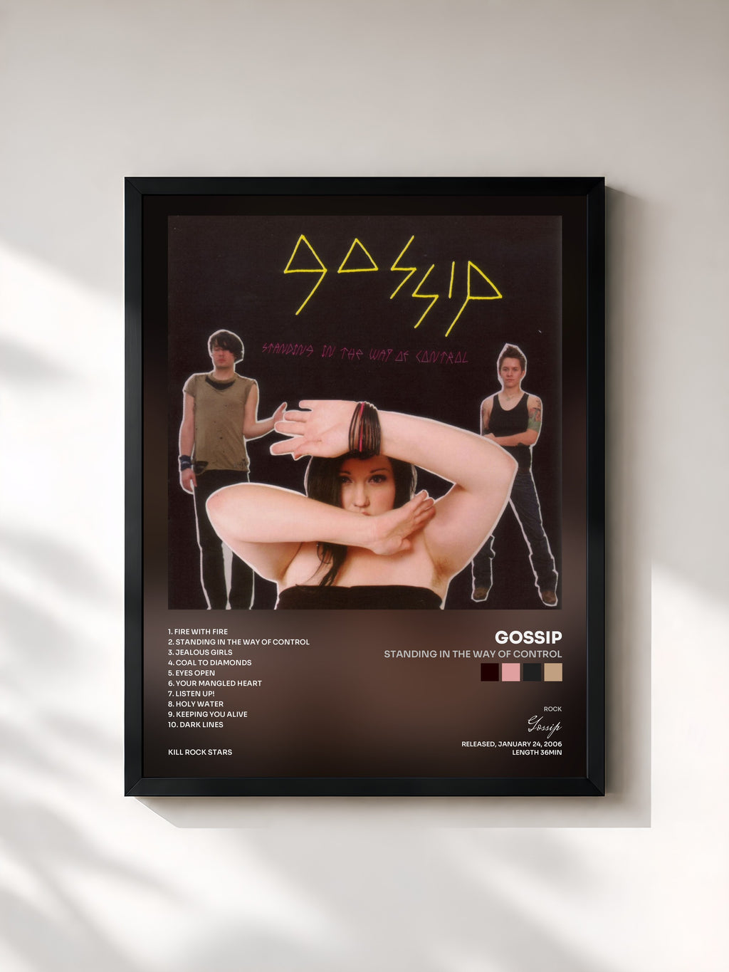 #noir Tableau de l'album Standing in the Way of Control de Gossip, cadre noir, imprimé et encadré en France