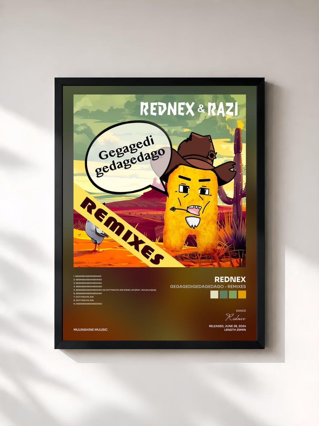 #noir Tableau de l'album Gegagedigedagedago - Remixes de Rednex, cadre noir, imprimé et encadré en France