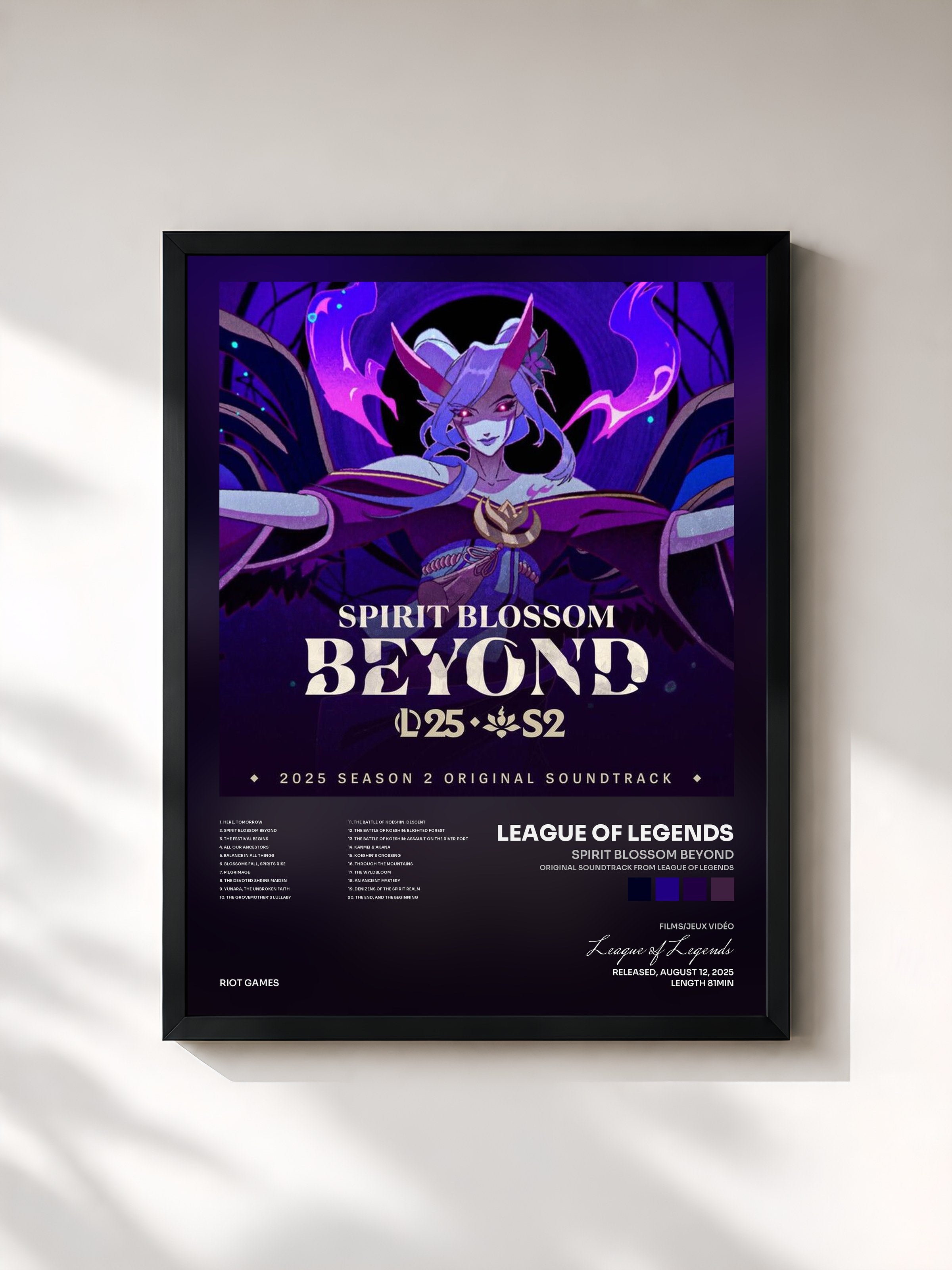 #noir Tableau de l'album Spirit Blossom Beyond (Original Soundtrack from League of Legends) de League of Legends, cadre noir, imprimé et encadré en France