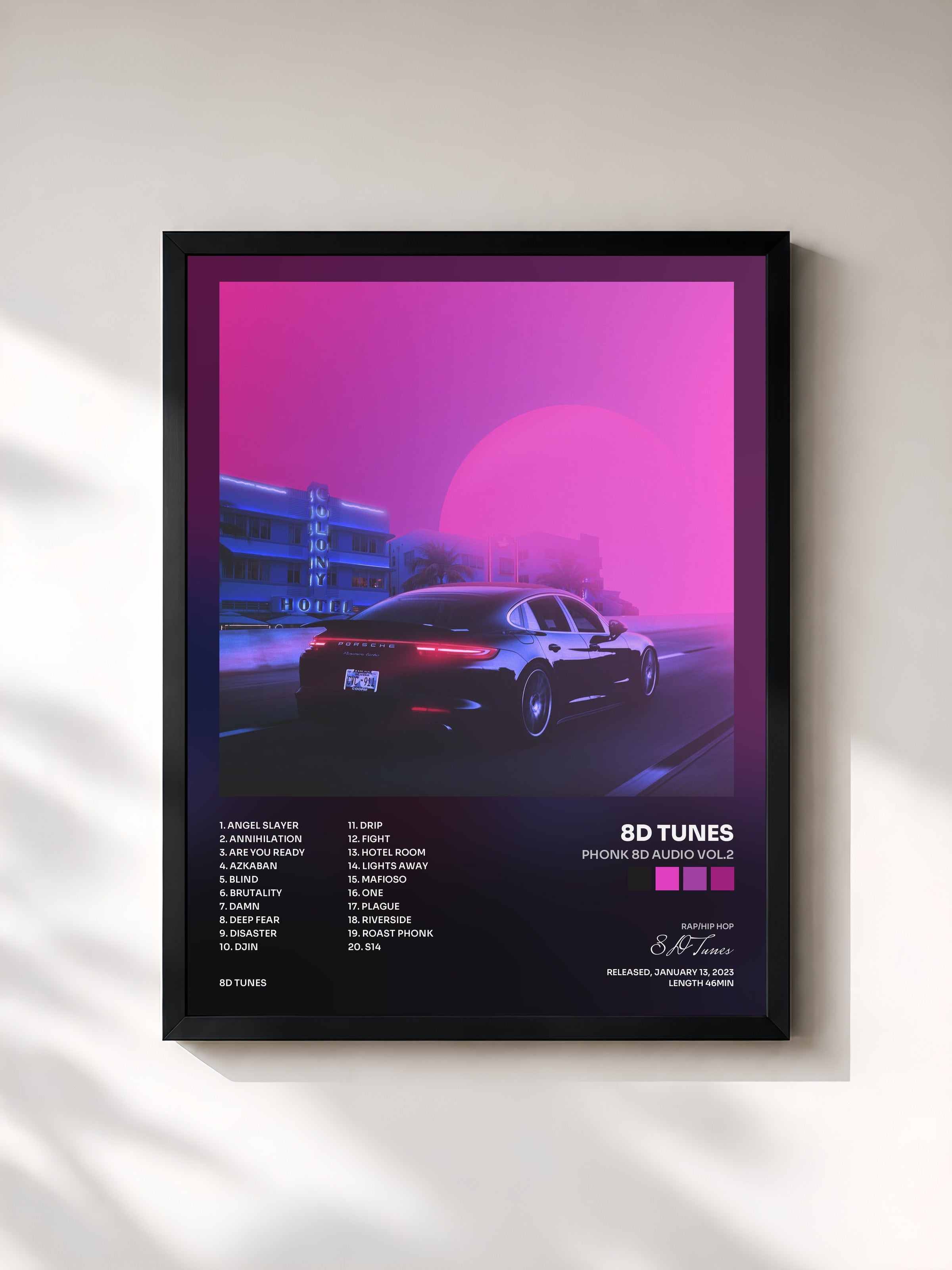 #noir Tableau de l'album Phonk 8D Audio Vol.2 de 8D Tunes, cadre noir, imprimé et encadré en France