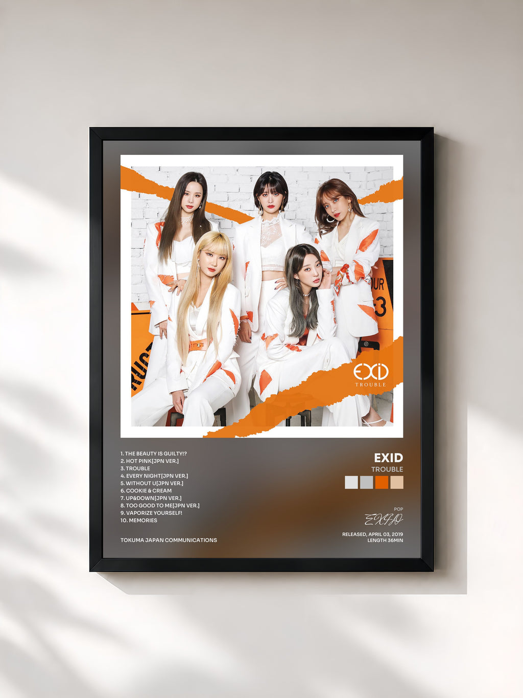 #noir Tableau de l'album TROUBLE de EXID, cadre noir, imprimé et encadré en France