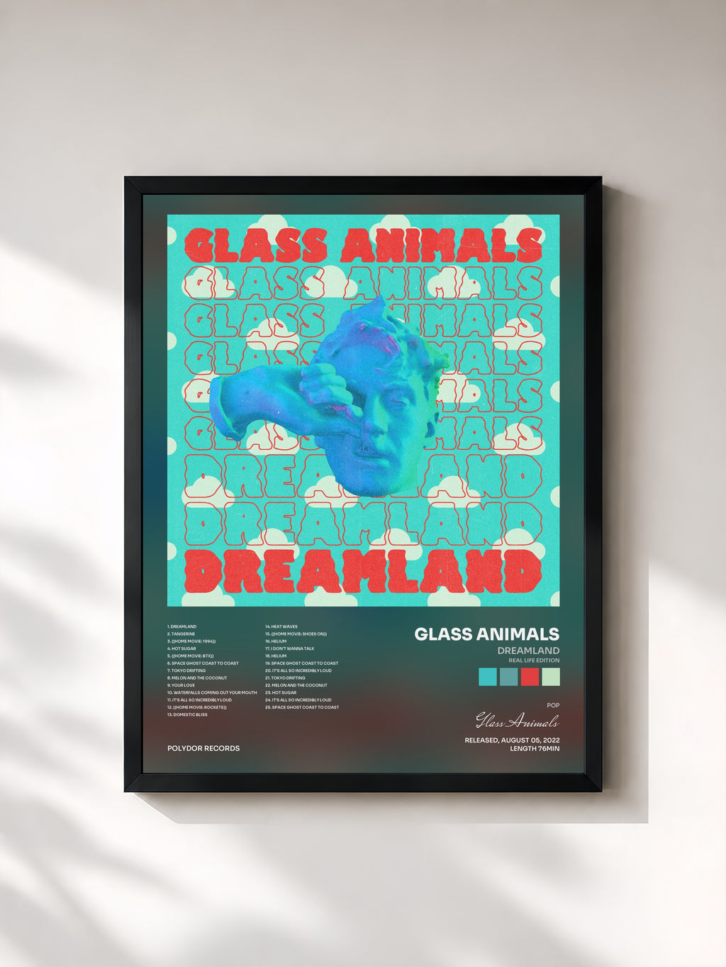#noir Tableau de l'album Dreamland (Real Life Edition) de Glass Animals, cadre noir, imprimé et encadré en France