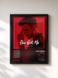 #noir Tableau de l'album She Got Me (Remixes) de Luca Hänni, cadre noir, imprimé et encadré en France