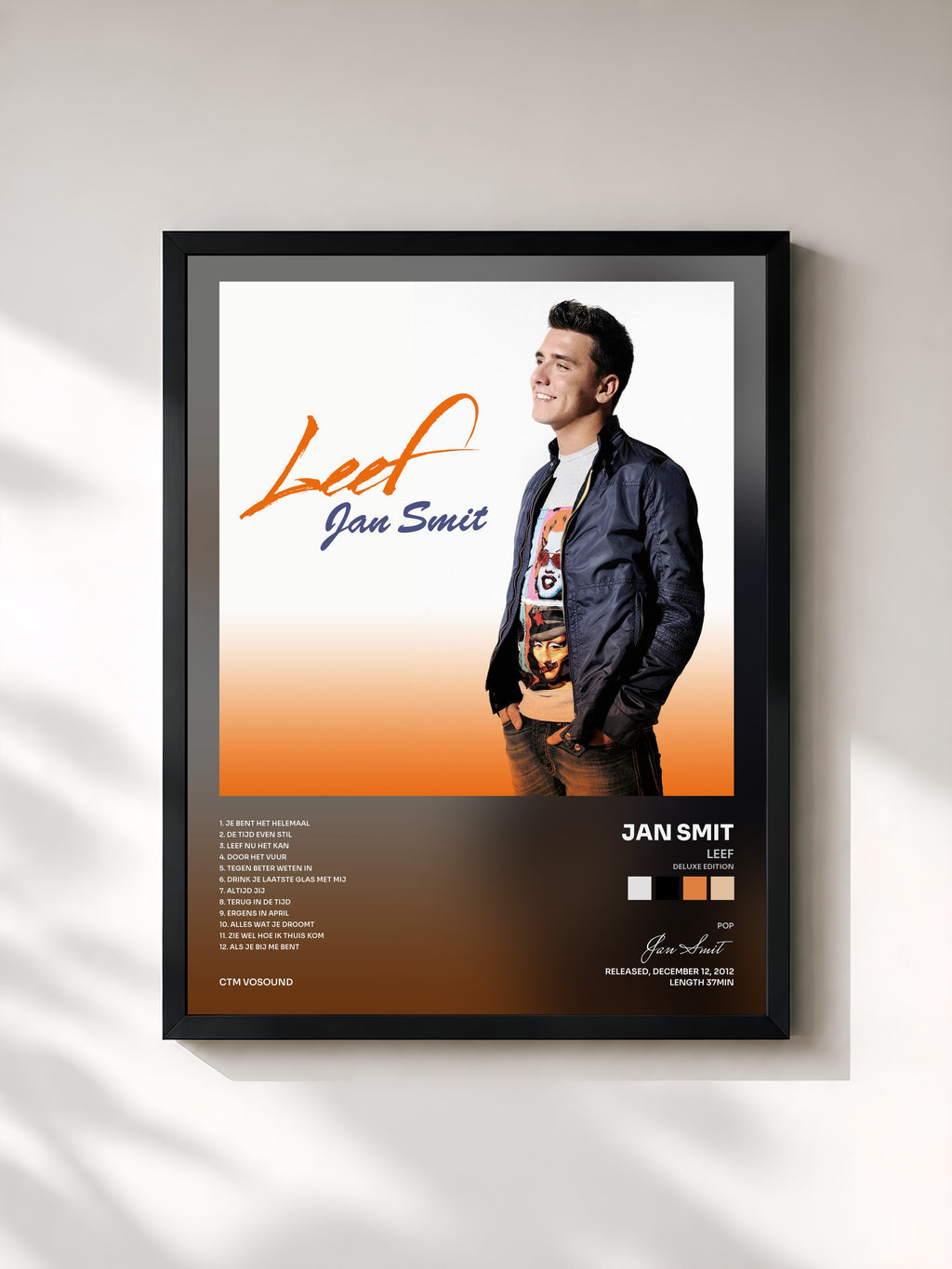#noir Tableau de l'album Leef (Deluxe Edition) de Jan Smit, cadre noir, imprimé et encadré en France