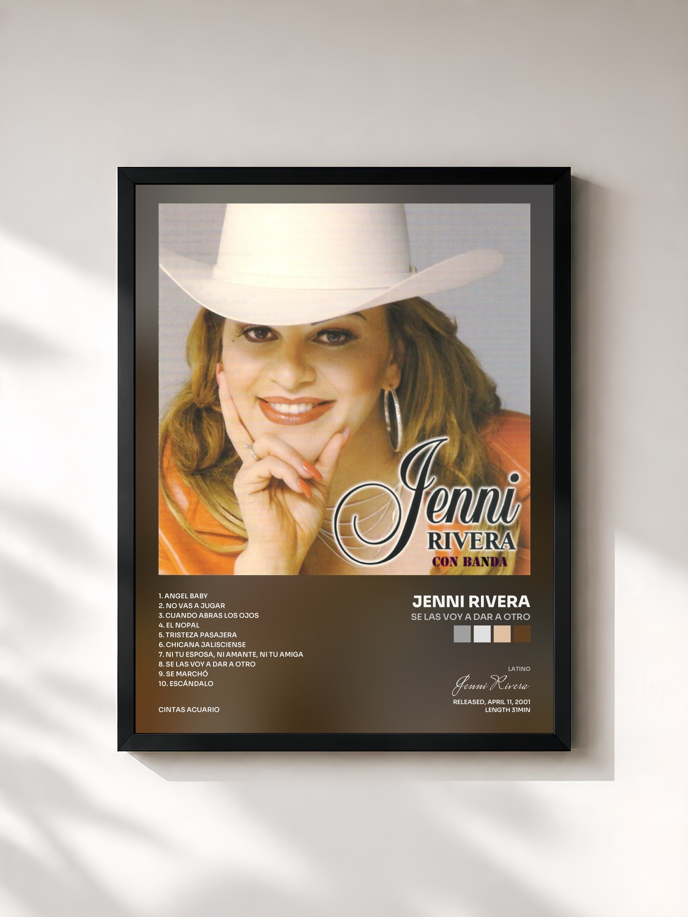 #noir Tableau de l'album Se las Voy a Dar a Otro de Jenni Rivera, cadre noir, imprimé et encadré en France