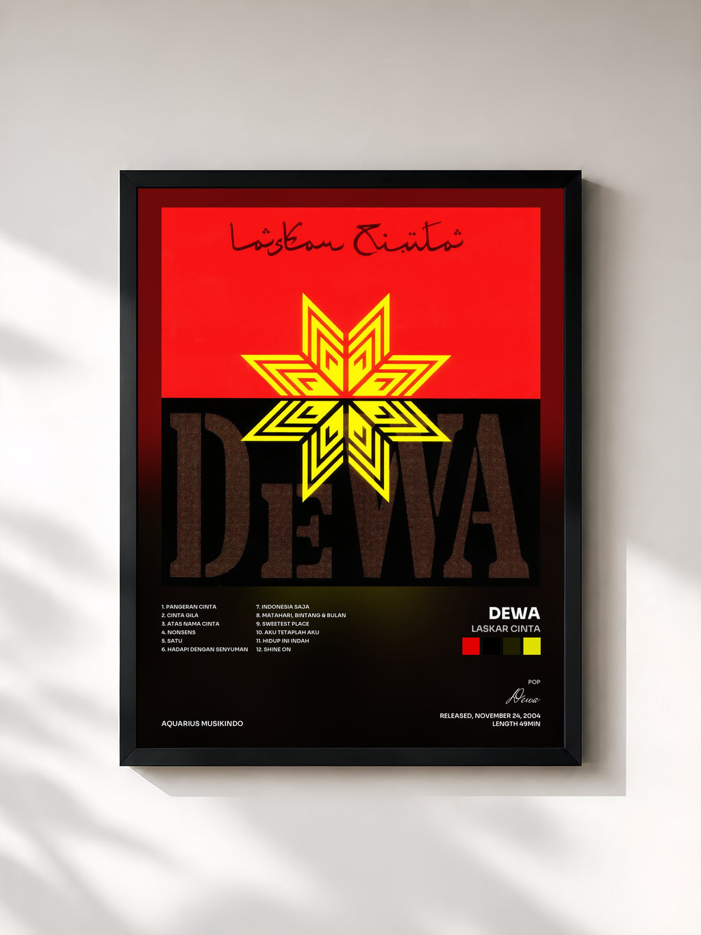 #noir Tableau de l'album Laskar Cinta de Dewa, cadre noir, imprimé et encadré en France