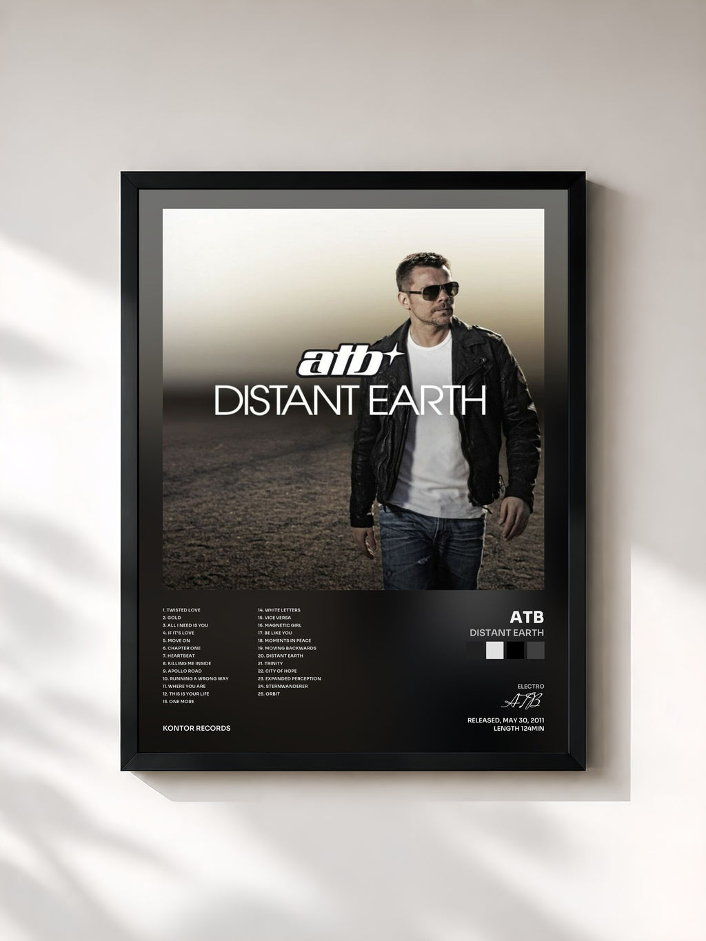 #noir Tableau de l'album Distant Earth de ATB, cadre noir, imprimé et encadré en France
