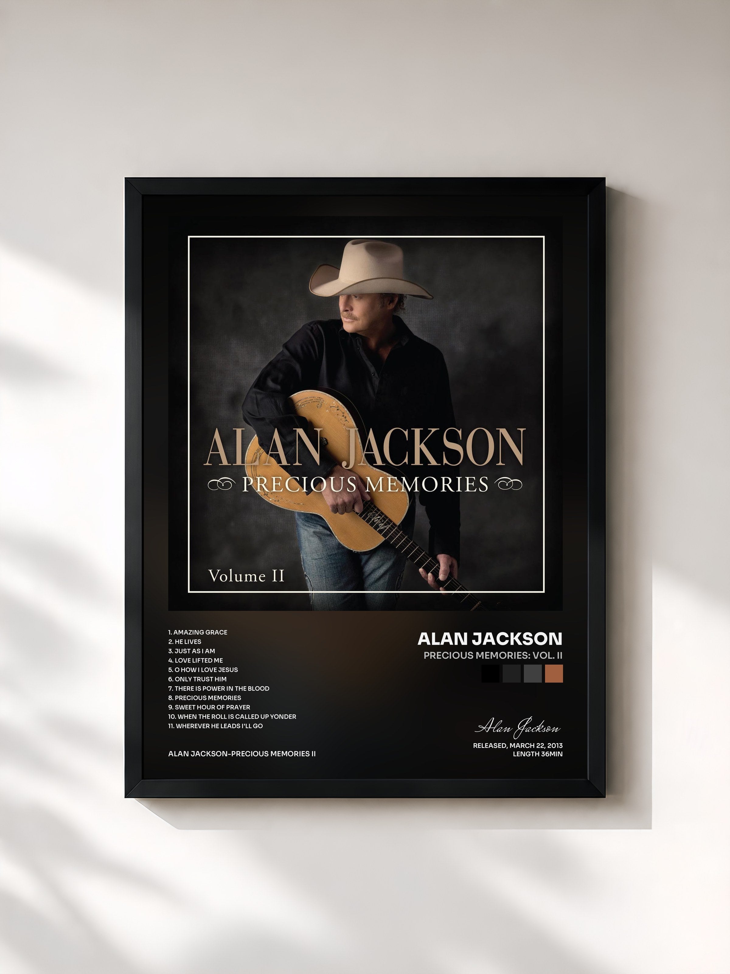 #noir Tableau de l'album Precious Memories: Vol. II de Alan Jackson, cadre noir, imprimé et encadré en France