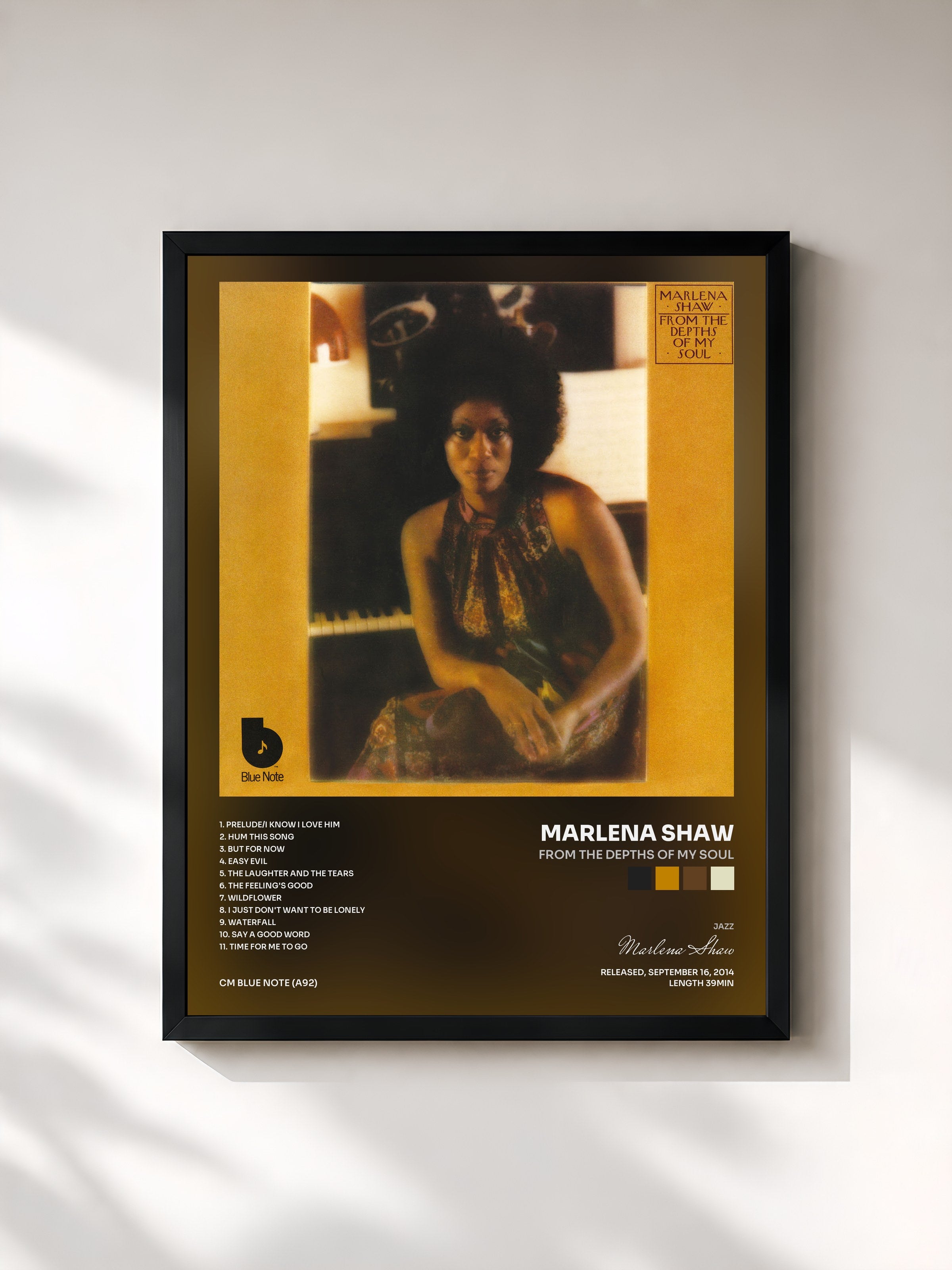 #noir Tableau de l'album From The Depths Of My Soul de Marlena Shaw, cadre noir, imprimé et encadré en France