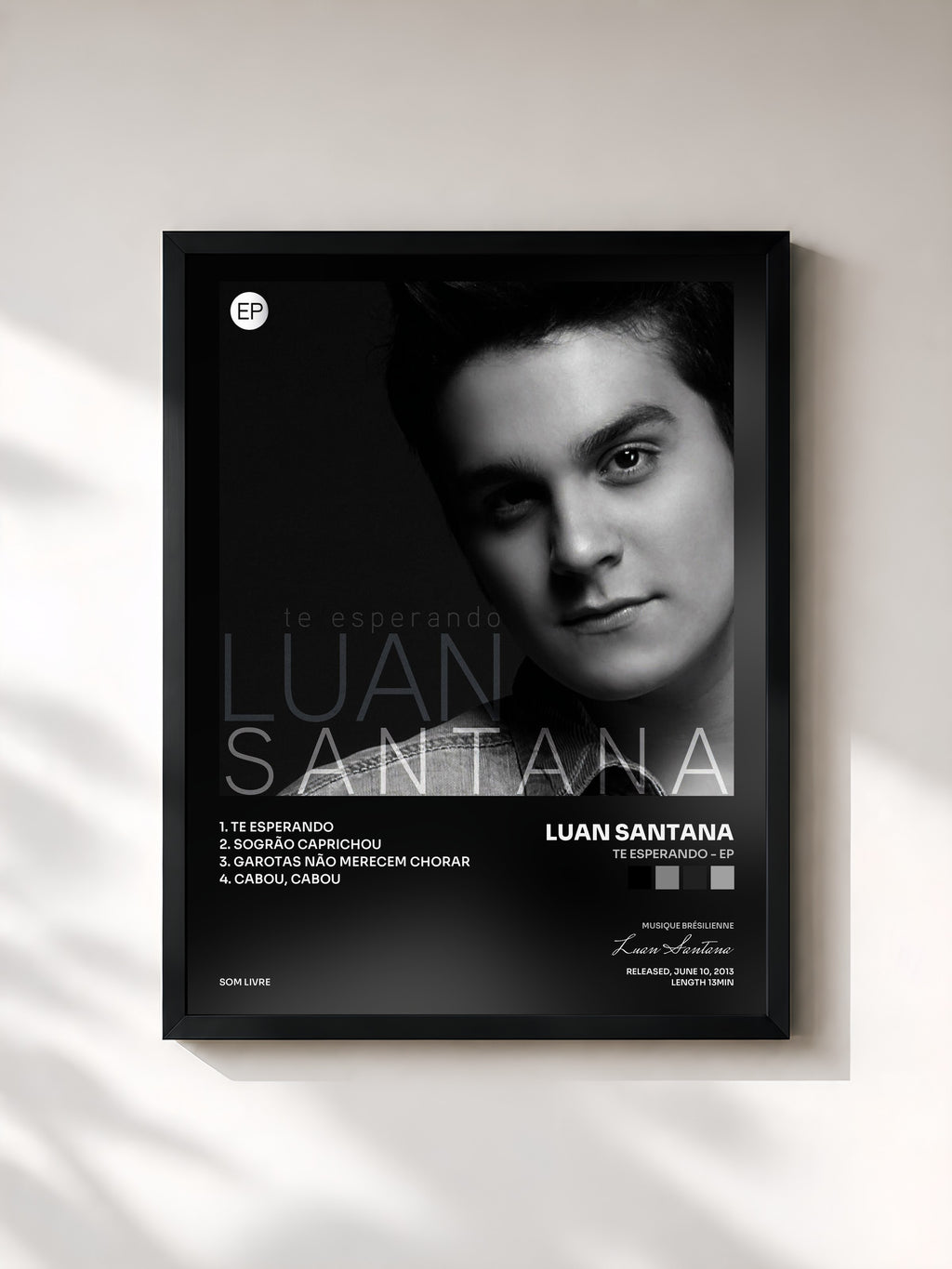 #noir Tableau de l'album Te Esperando - EP de Luan Santana, cadre noir, imprimé et encadré en France