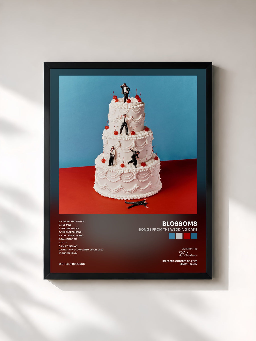 #noir Tableau de l'album Songs From The Wedding Cake de Blossoms, cadre noir, imprimé et encadré en France