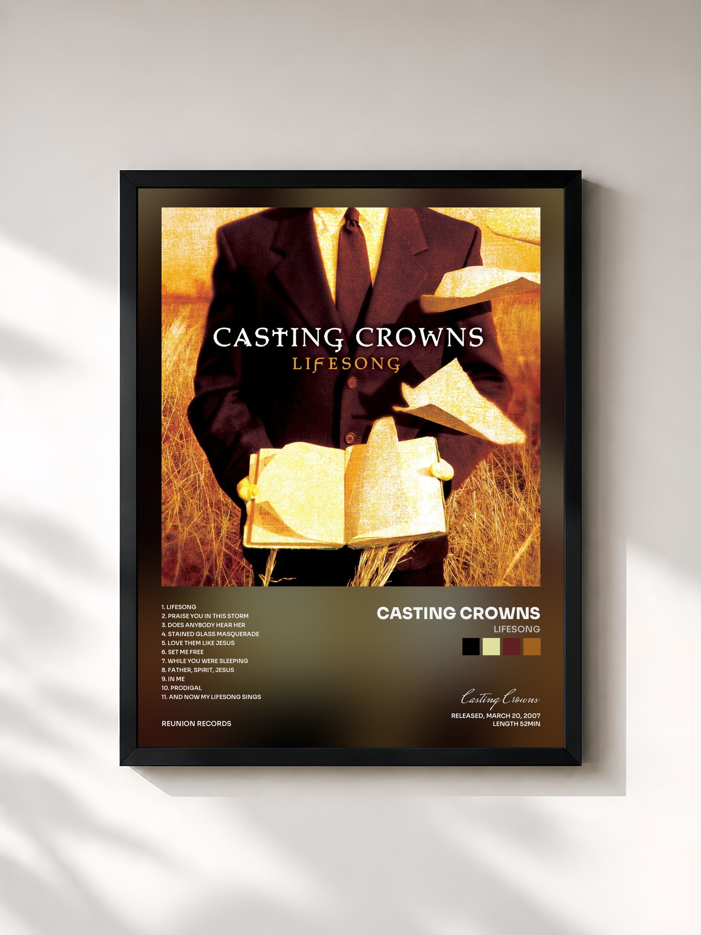 #noir Tableau de l'album Lifesong de Casting Crowns, cadre noir, imprimé et encadré en France