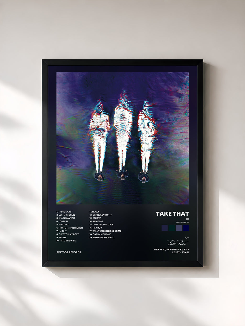 #noir Tableau de l'album III (2015 Edition) de Take That, cadre noir, imprimé et encadré en France