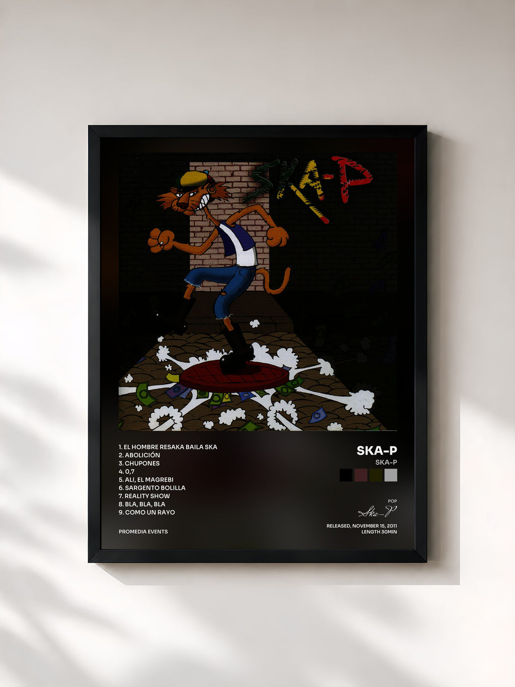 #noir Tableau de l'album Ska-P de Ska-P, cadre noir, imprimé et encadré en France