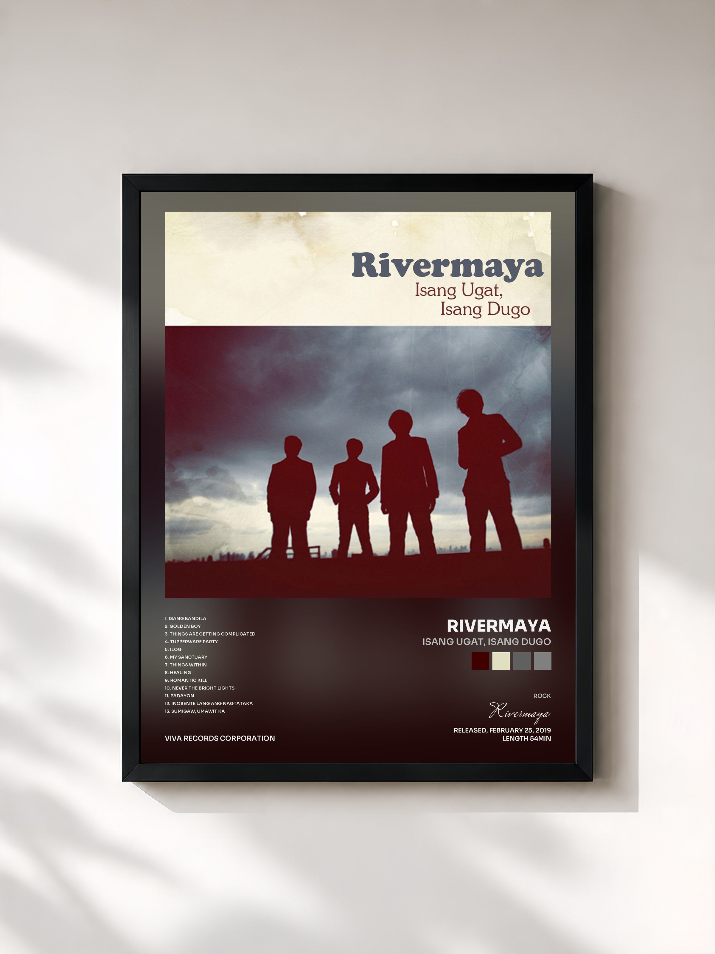#noir Tableau de l'album Isang Ugat, Isang Dugo de Rivermaya, cadre noir, imprimé et encadré en France