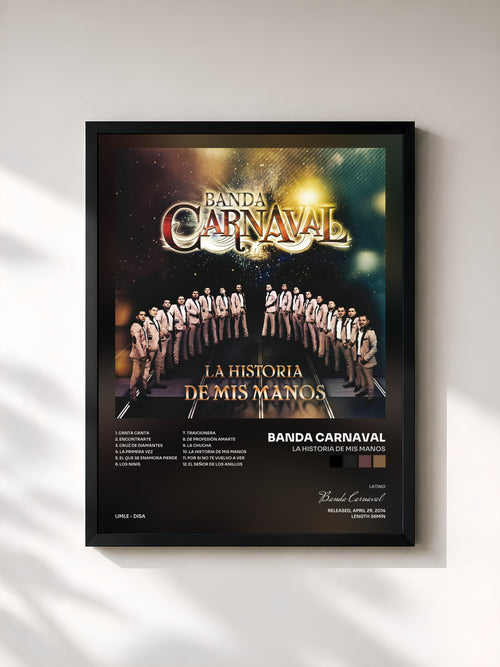 #noir Tableau de l'album La Historia De Mis Manos de Banda Carnaval, cadre noir, imprimé et encadré en France