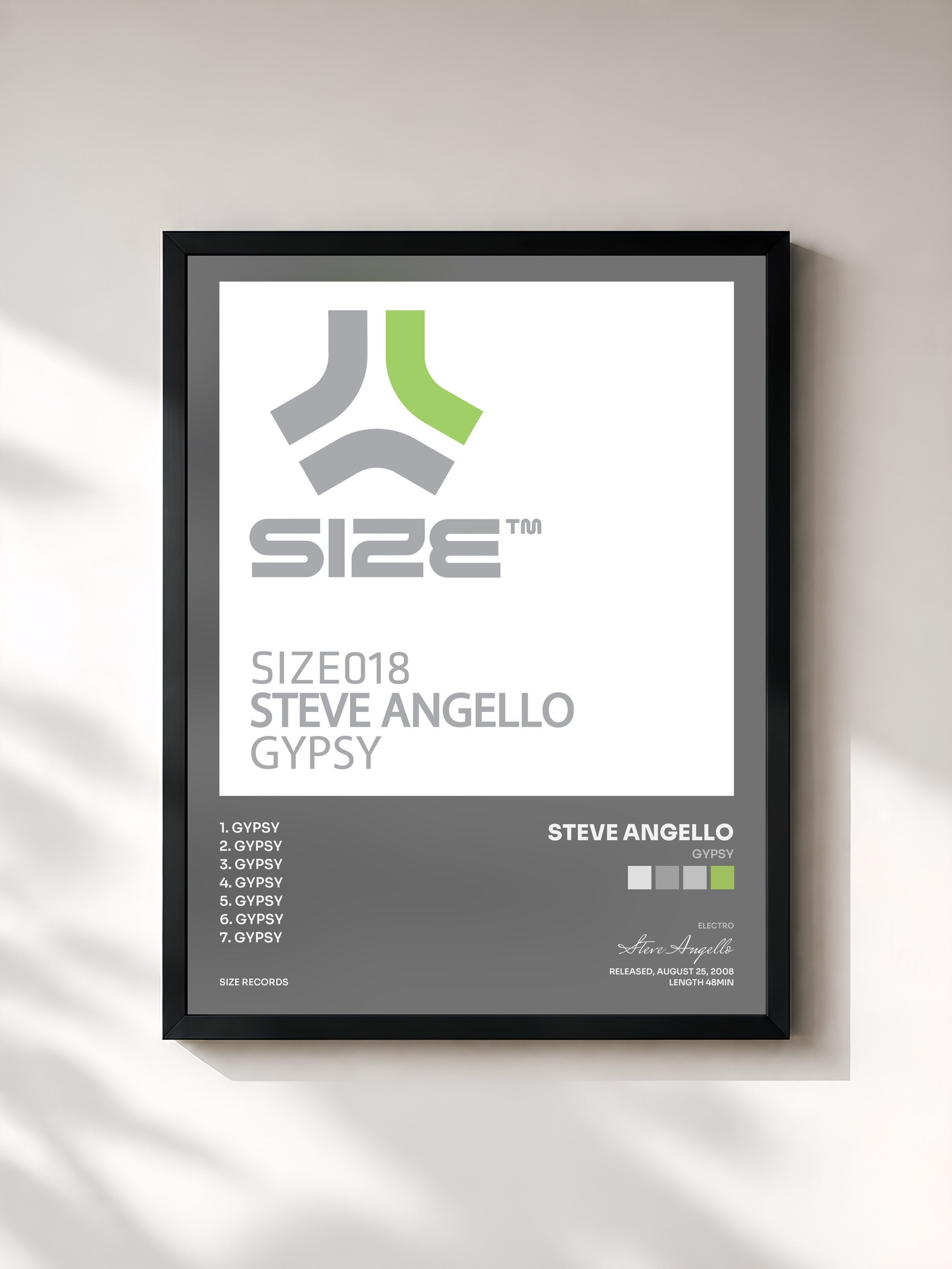 #noir Tableau de l'album Gypsy de Steve Angello, cadre noir, imprimé et encadré en France