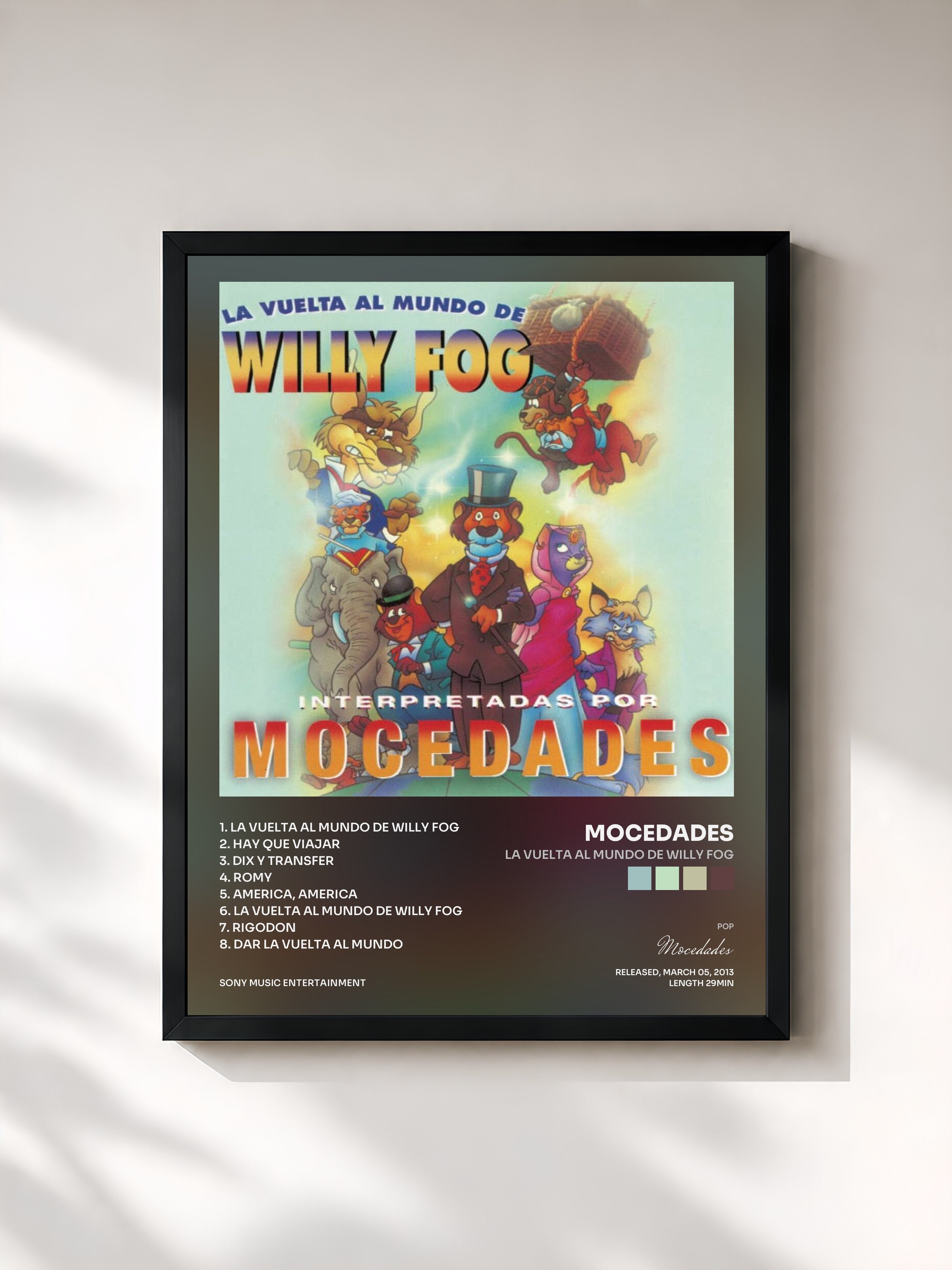 #noir Tableau de l'album La Vuelta Al Mundo De Willy Fog de Mocedades, cadre noir, imprimé et encadré en France