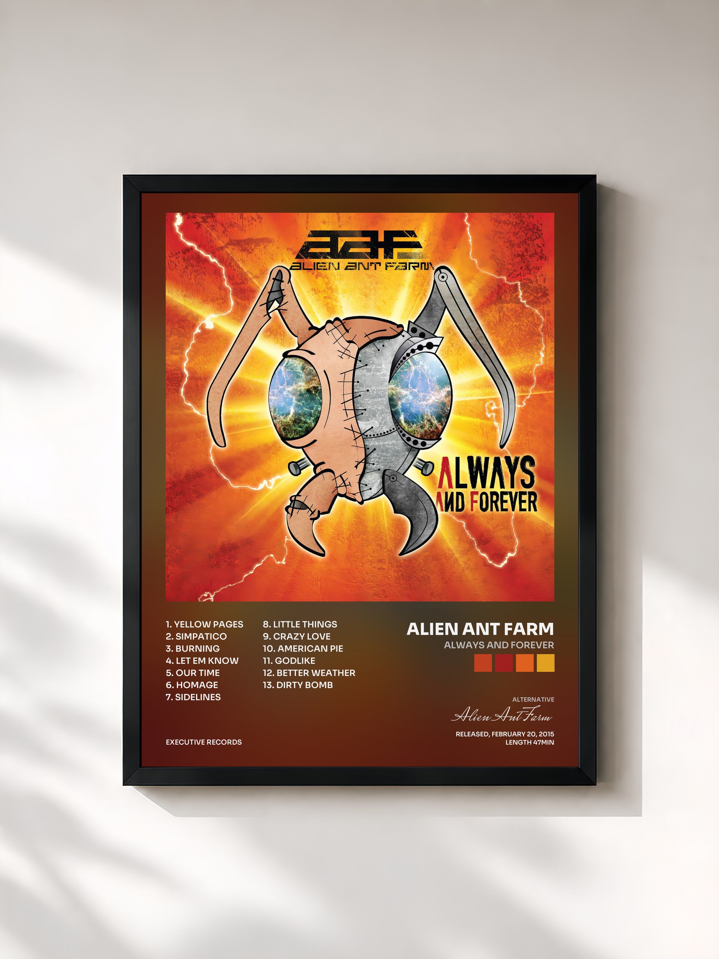 #noir Tableau de l'album Always And Forever de Alien Ant Farm, cadre noir, imprimé et encadré en France