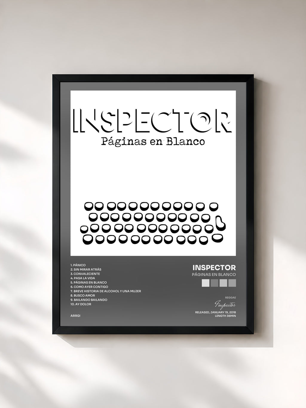#noir Tableau de l'album Páginas en Blanco de Inspector, cadre noir, imprimé et encadré en France