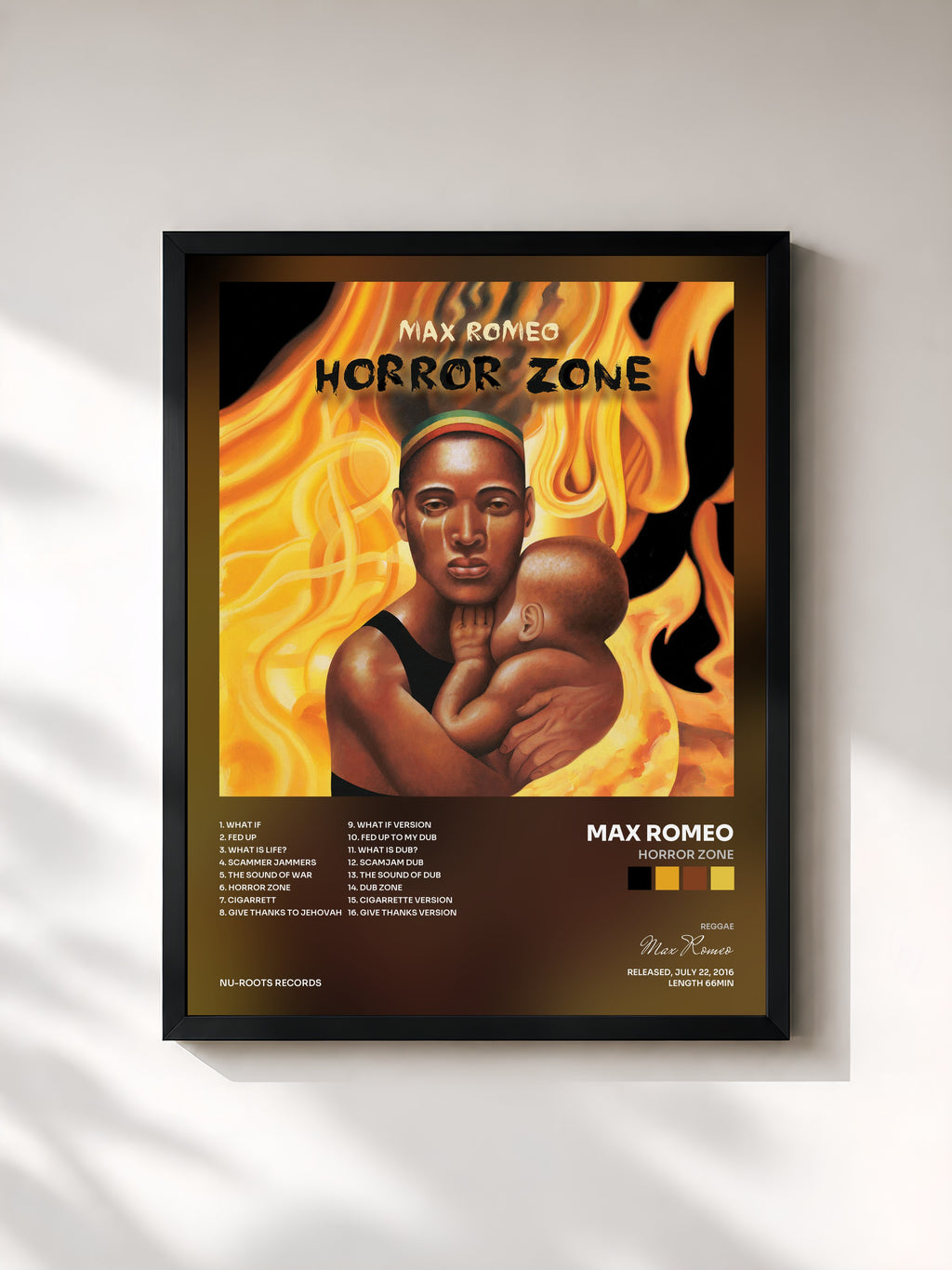 #noir Tableau de l'album Horror Zone de Max Romeo, cadre noir, imprimé et encadré en France