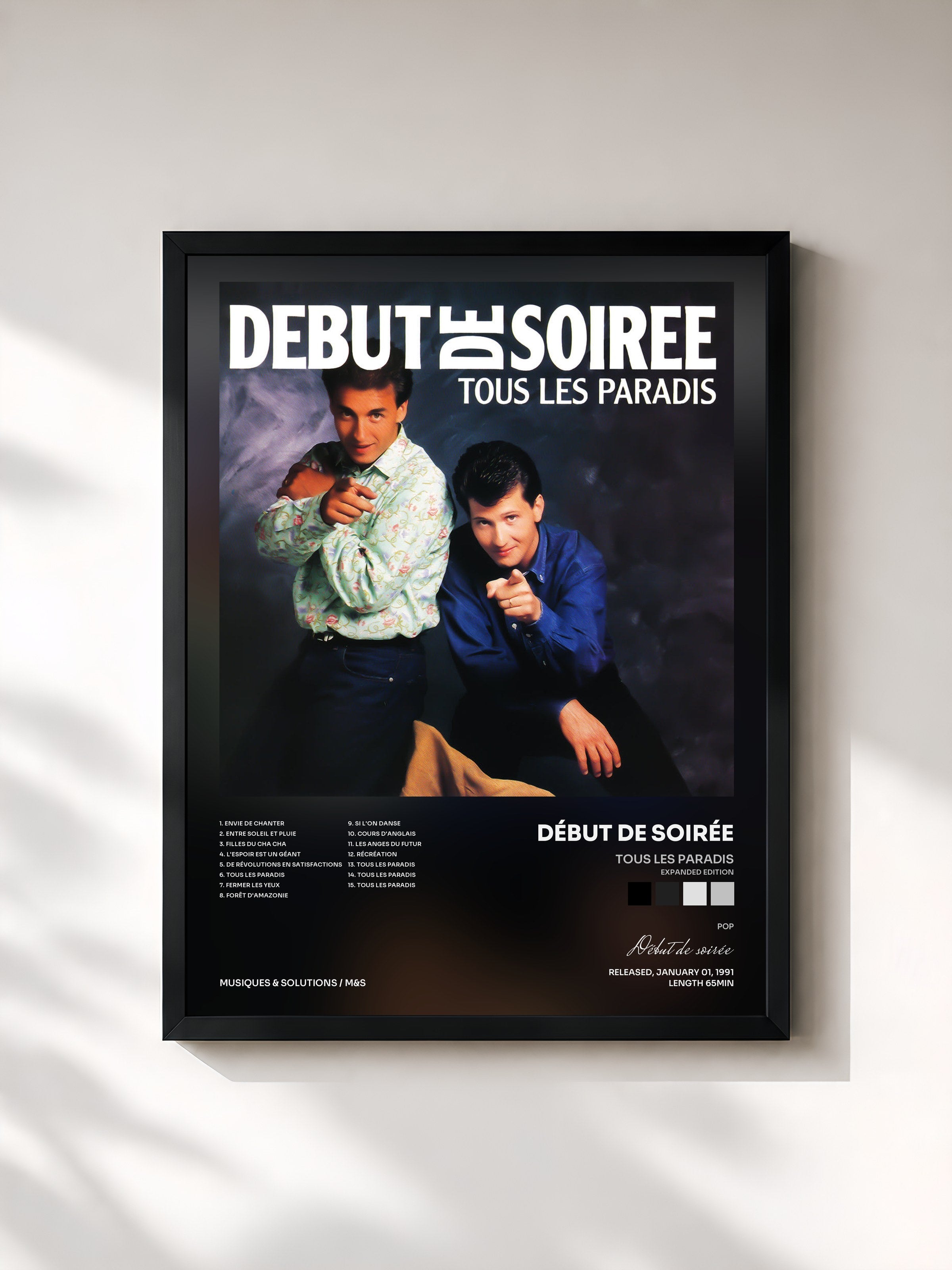 #noir Tableau de l'album Tous les paradis (Expanded Edition) de Début de soirée, cadre noir, imprimé et encadré en France