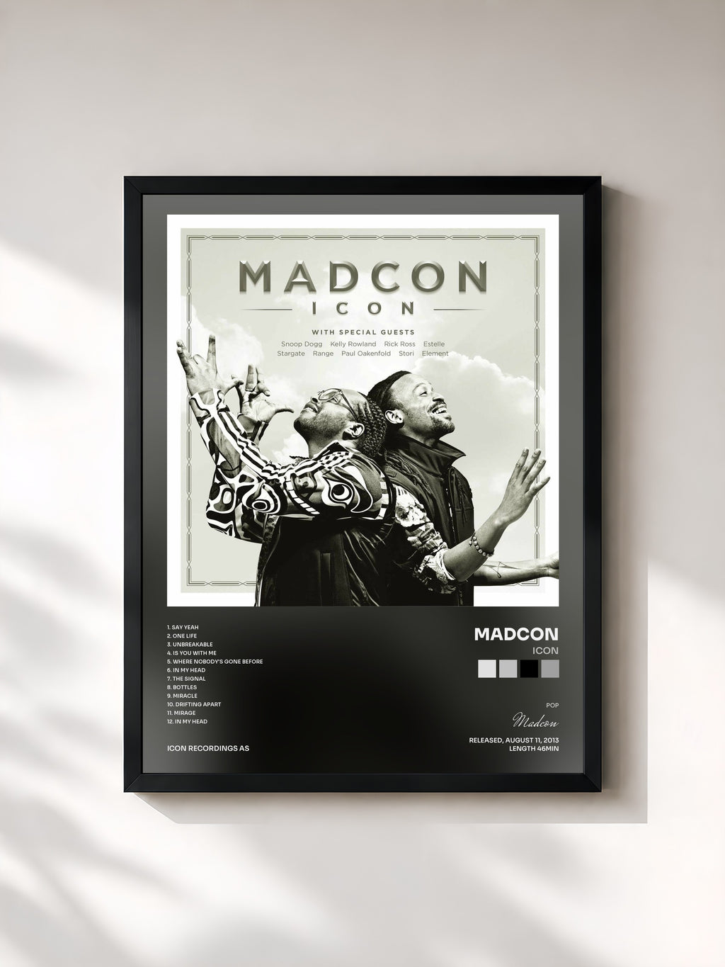 #noir Tableau de l'album Icon de Madcon, cadre noir, imprimé et encadré en France