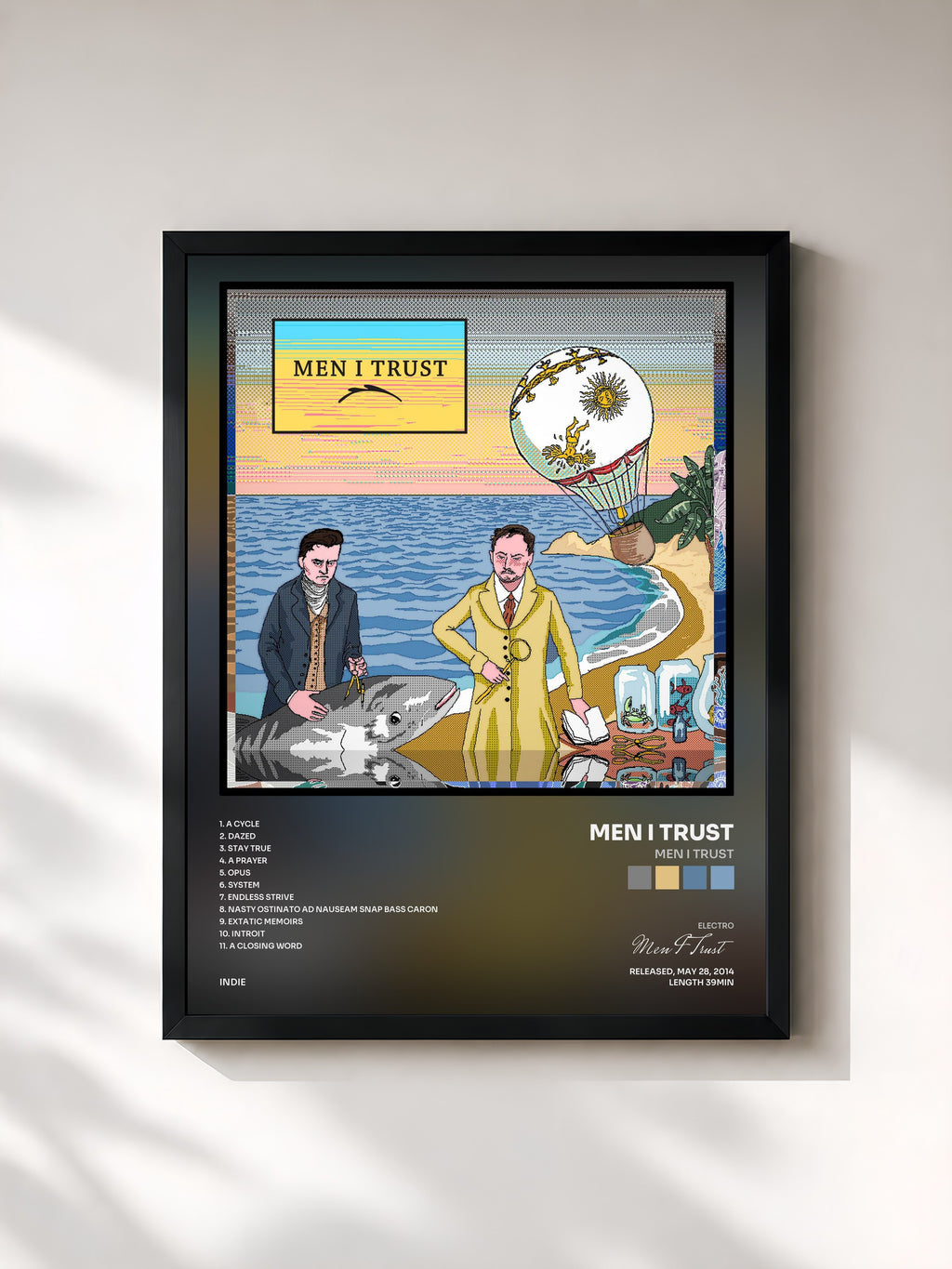 #noir Tableau de l'album Men I Trust de Men I Trust, cadre noir, imprimé et encadré en France