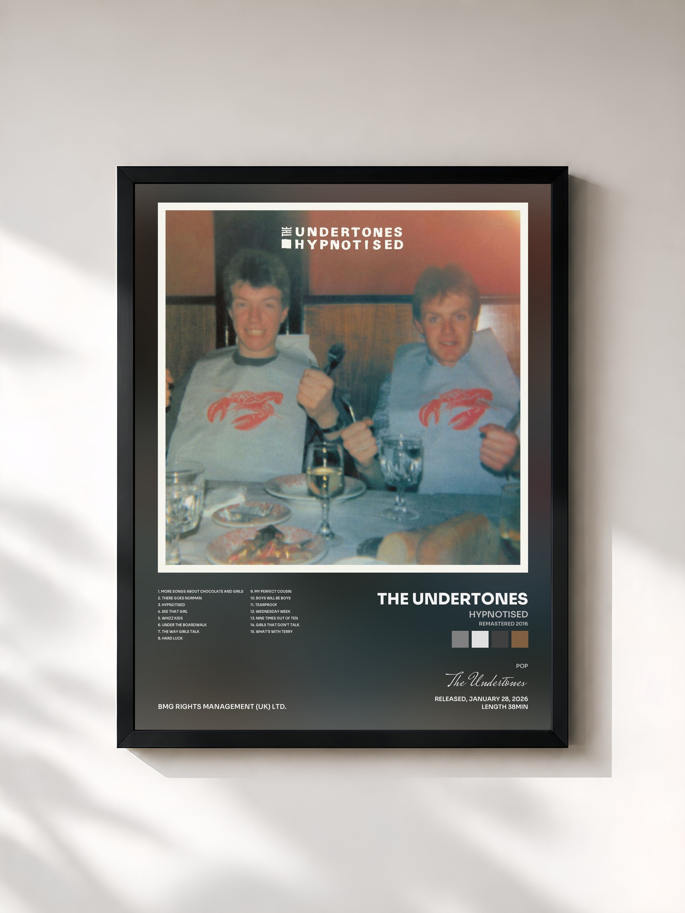 #noir Tableau de l'album Hypnotised (Remastered 2016) de The Undertones, cadre noir, imprimé et encadré en France