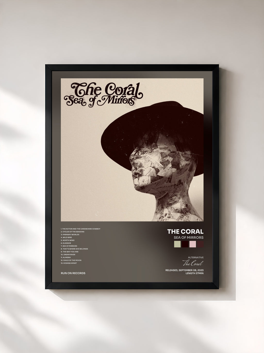 #noir Tableau de l'album Sea Of Mirrors de The Coral, cadre noir, imprimé et encadré en France