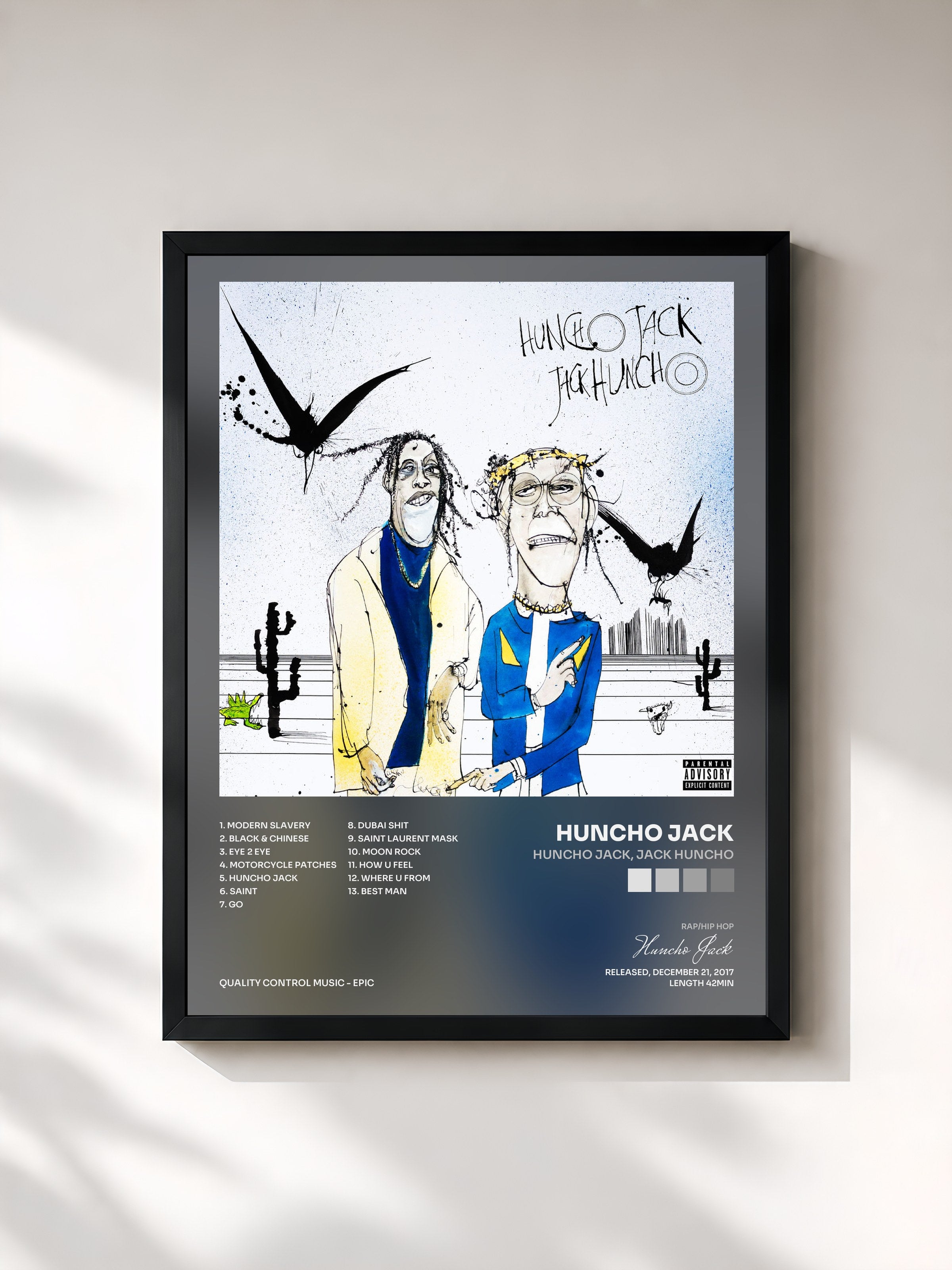 #noir Tableau de l'album Huncho Jack, Jack Huncho de Huncho Jack, cadre noir, imprimé et encadré en France