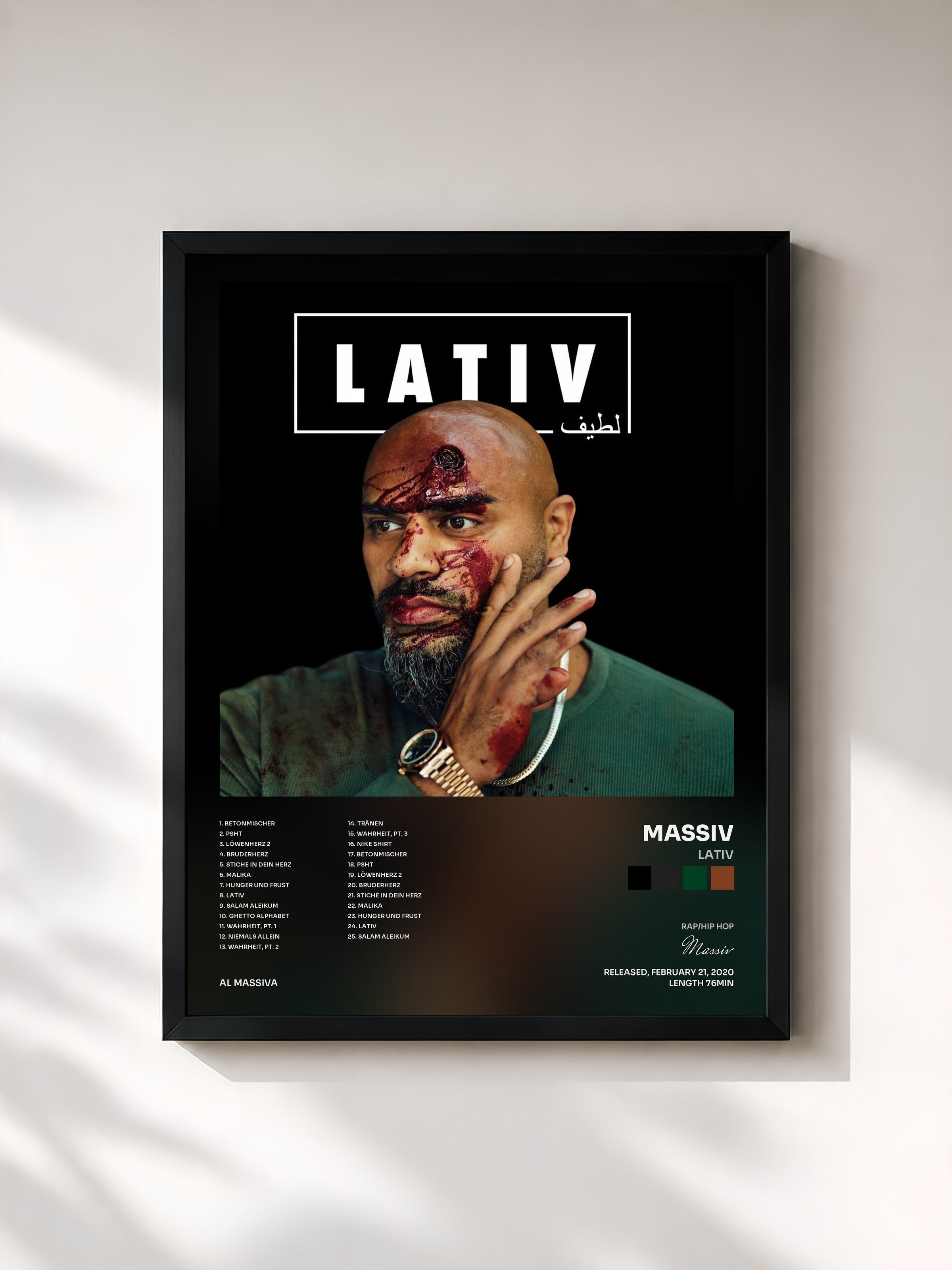 #noir Tableau de l'album LATIV de Massiv, cadre noir, imprimé et encadré en France